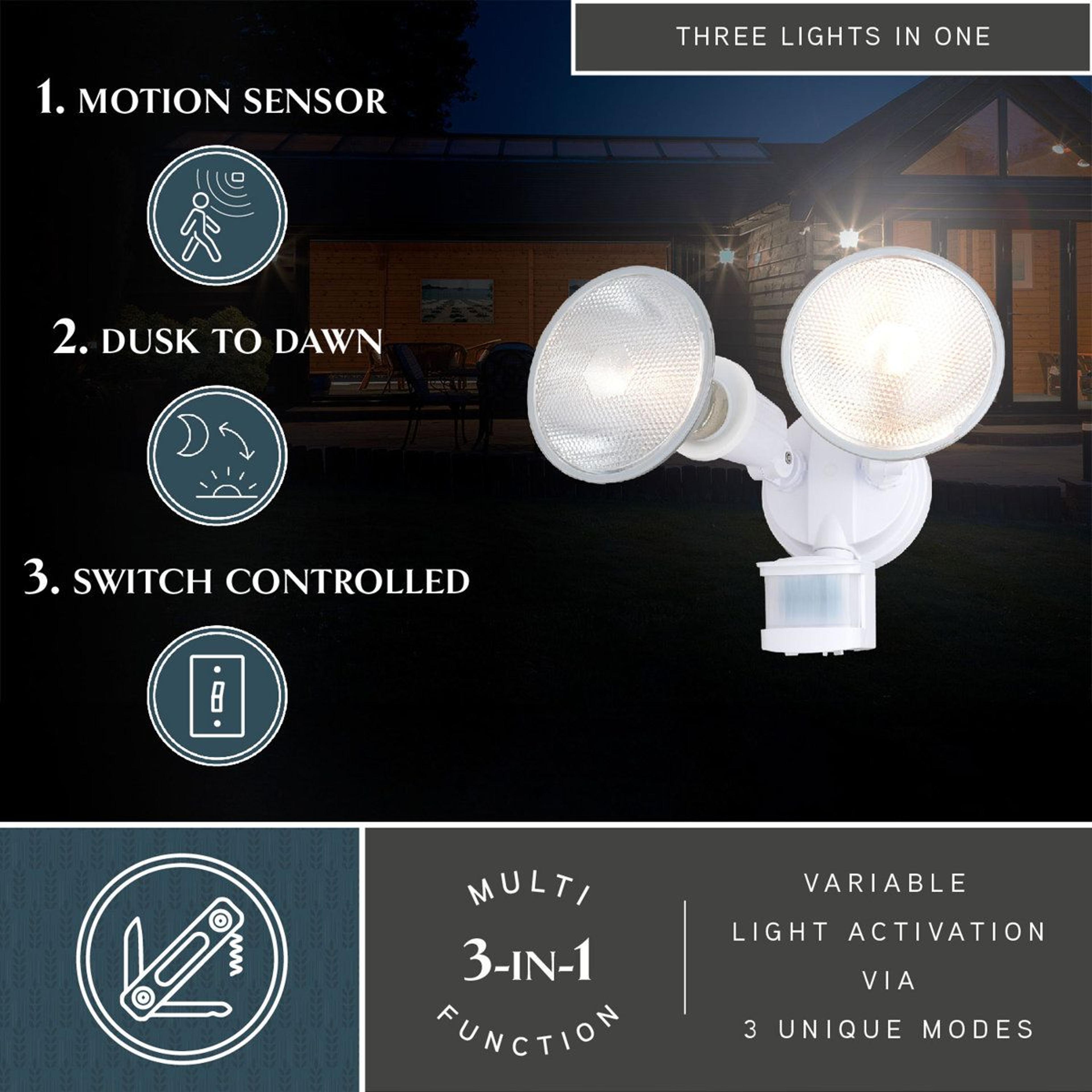 150W Outdoor Motion Sensor Flood Light Dusk To Dawn Dual Head Security Lighting 2