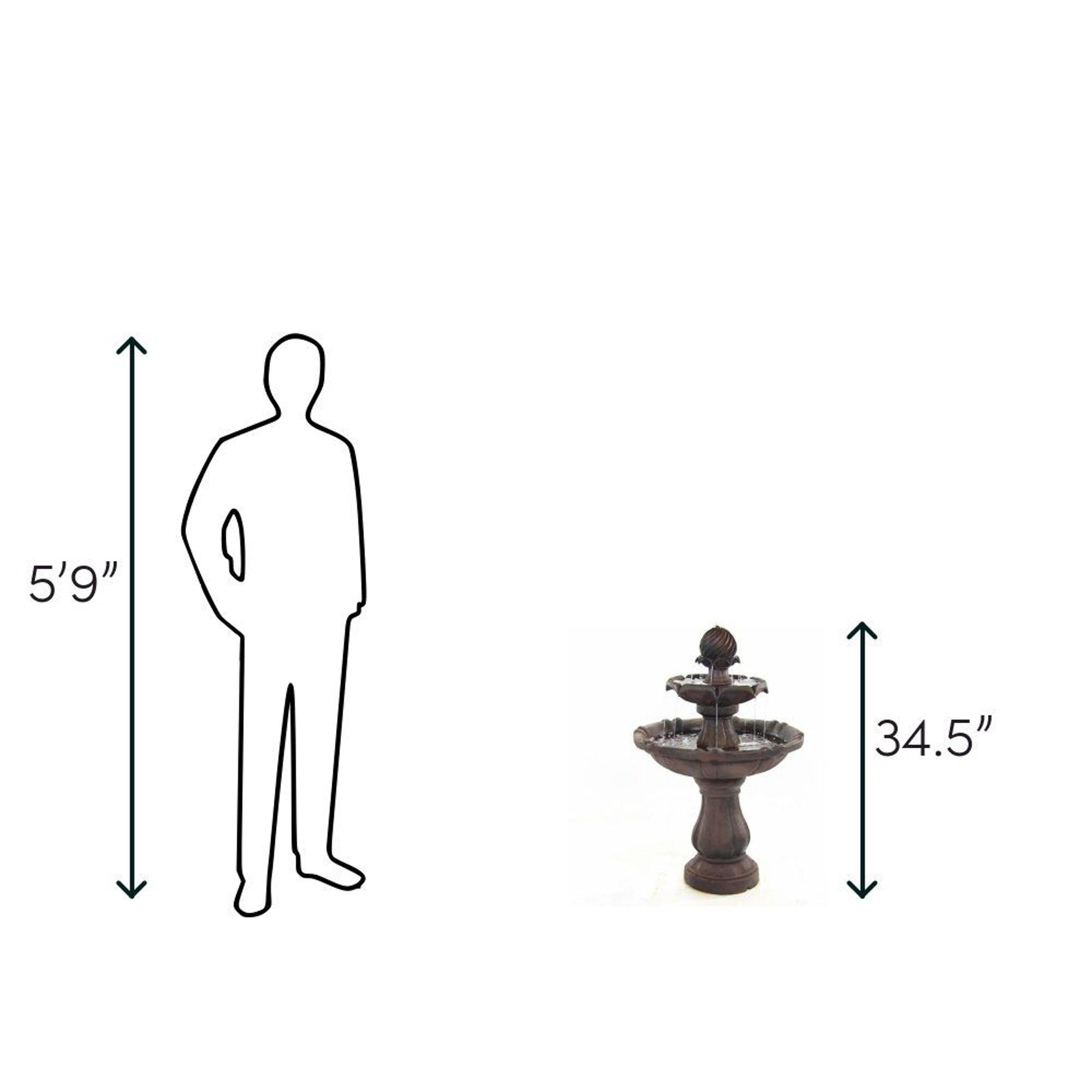 Traditional 2 Tier Solar Water Fountain With Battery Backup For Patio And Garden 6
