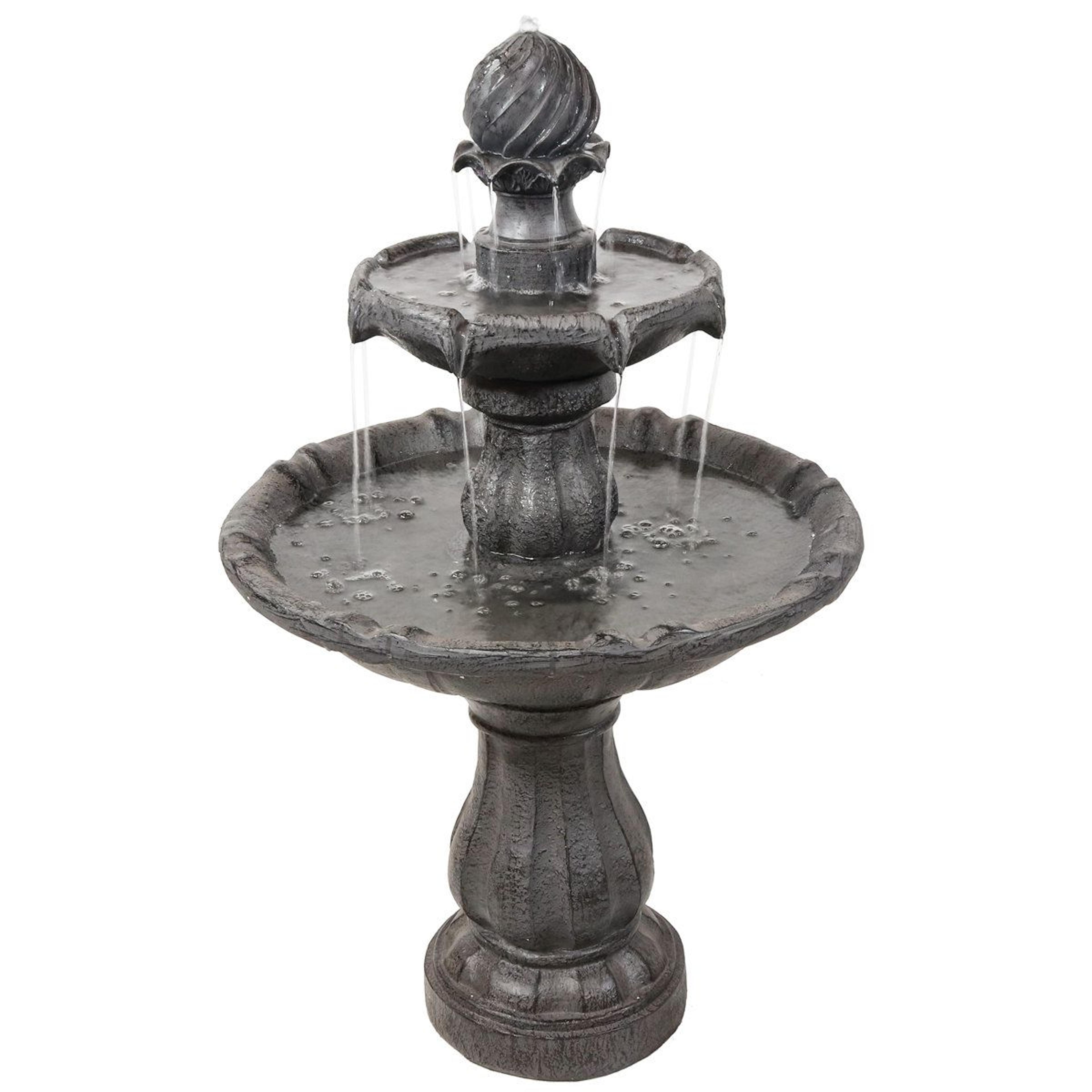 Traditional 2 Tier Solar Water Fountain With Battery Backup For Patio And Garden 11