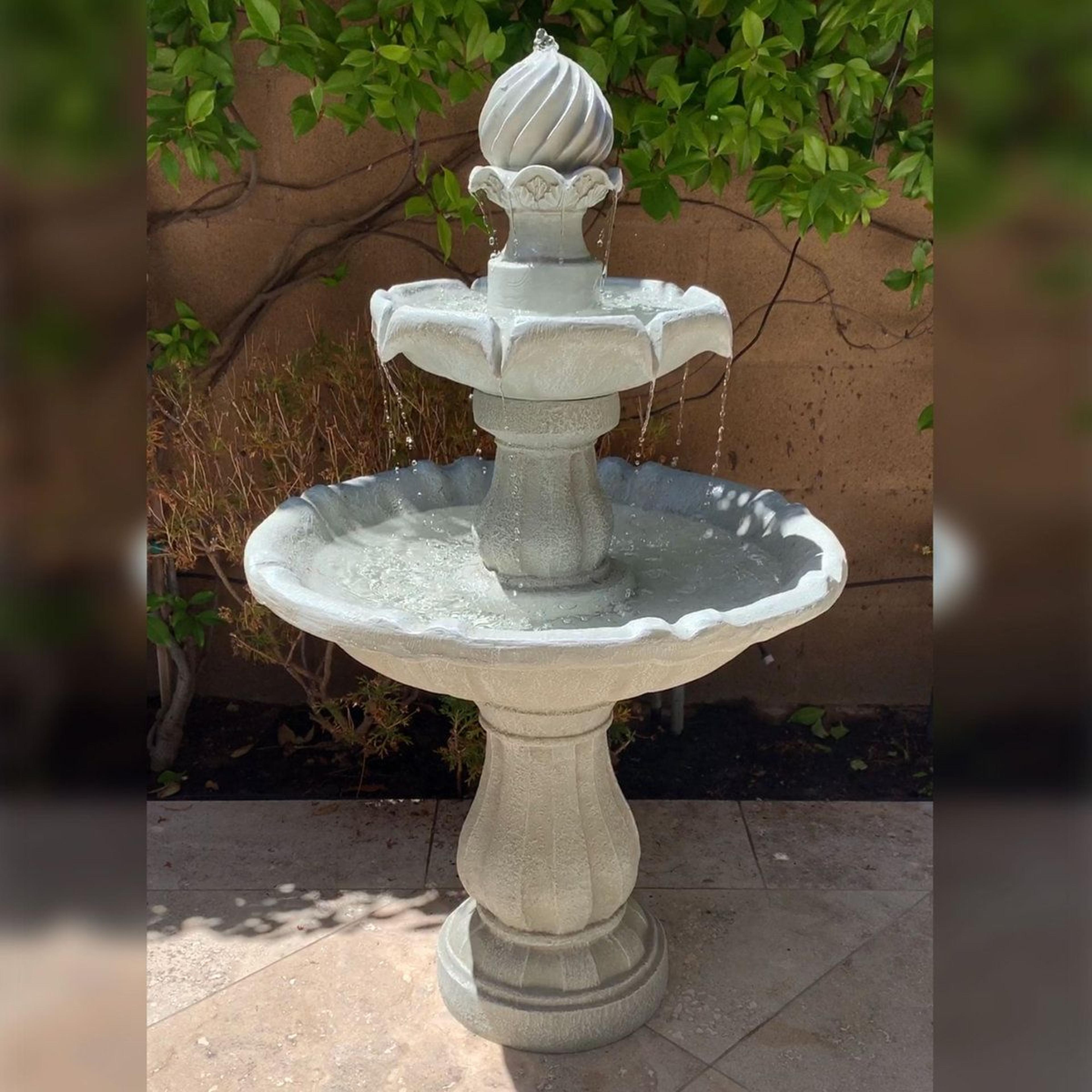Traditional 2 Tier Solar Water Fountain With Battery Backup For Patio And Garden 10