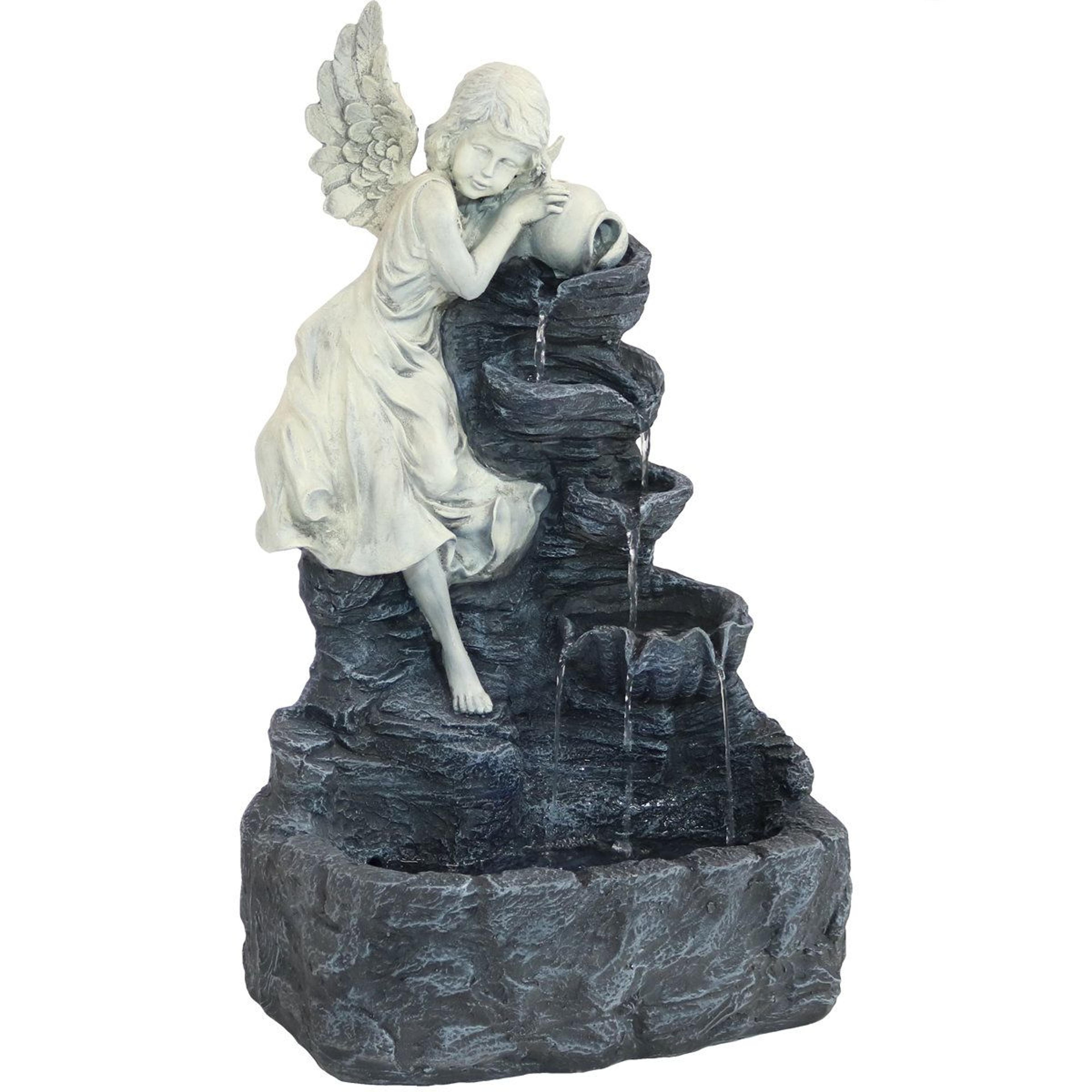 Solar Angel Garden Fountain With LED Light And Battery Backup 6