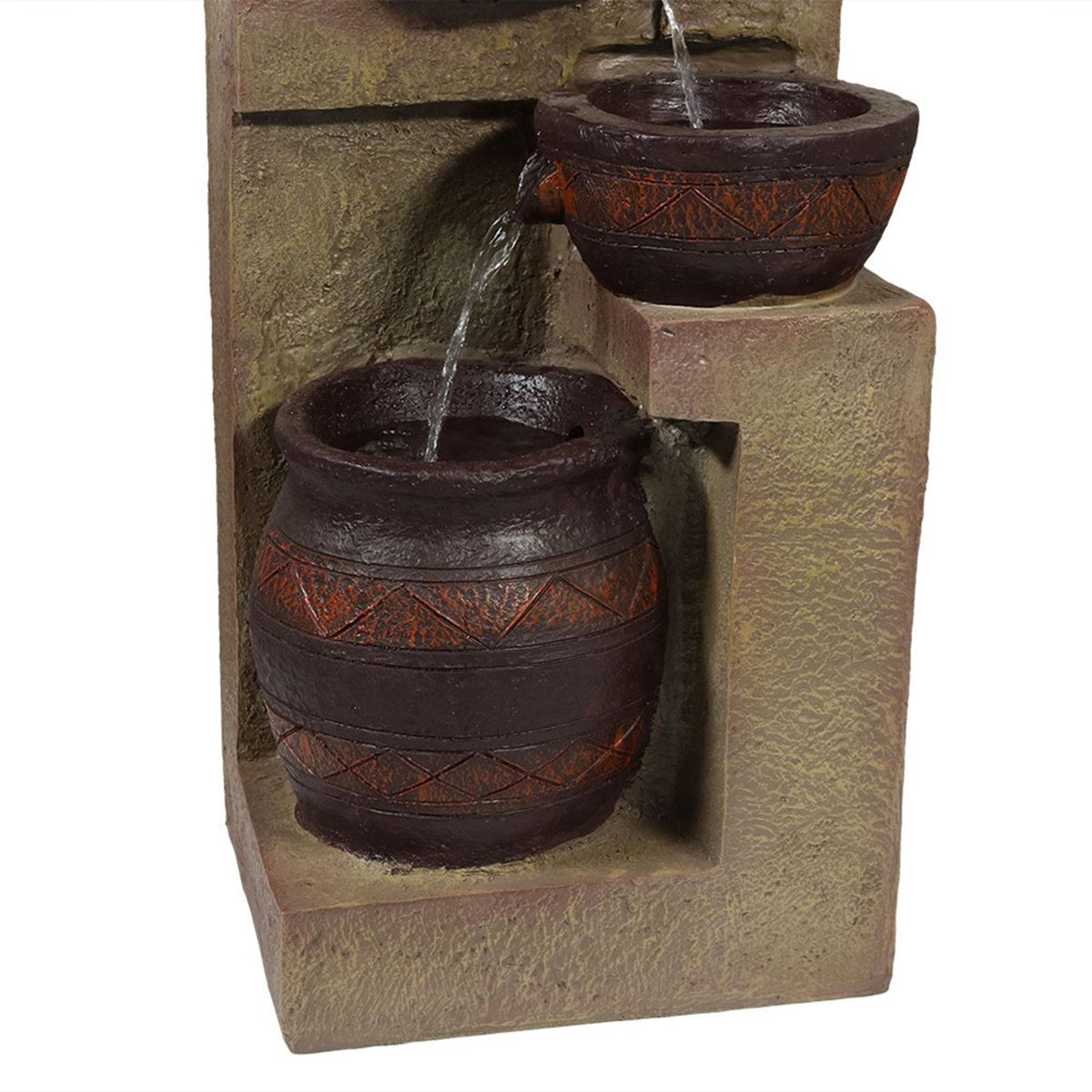 Solar Cascading Outdoor Garden Fountain With LED Light And Battery Backup 8