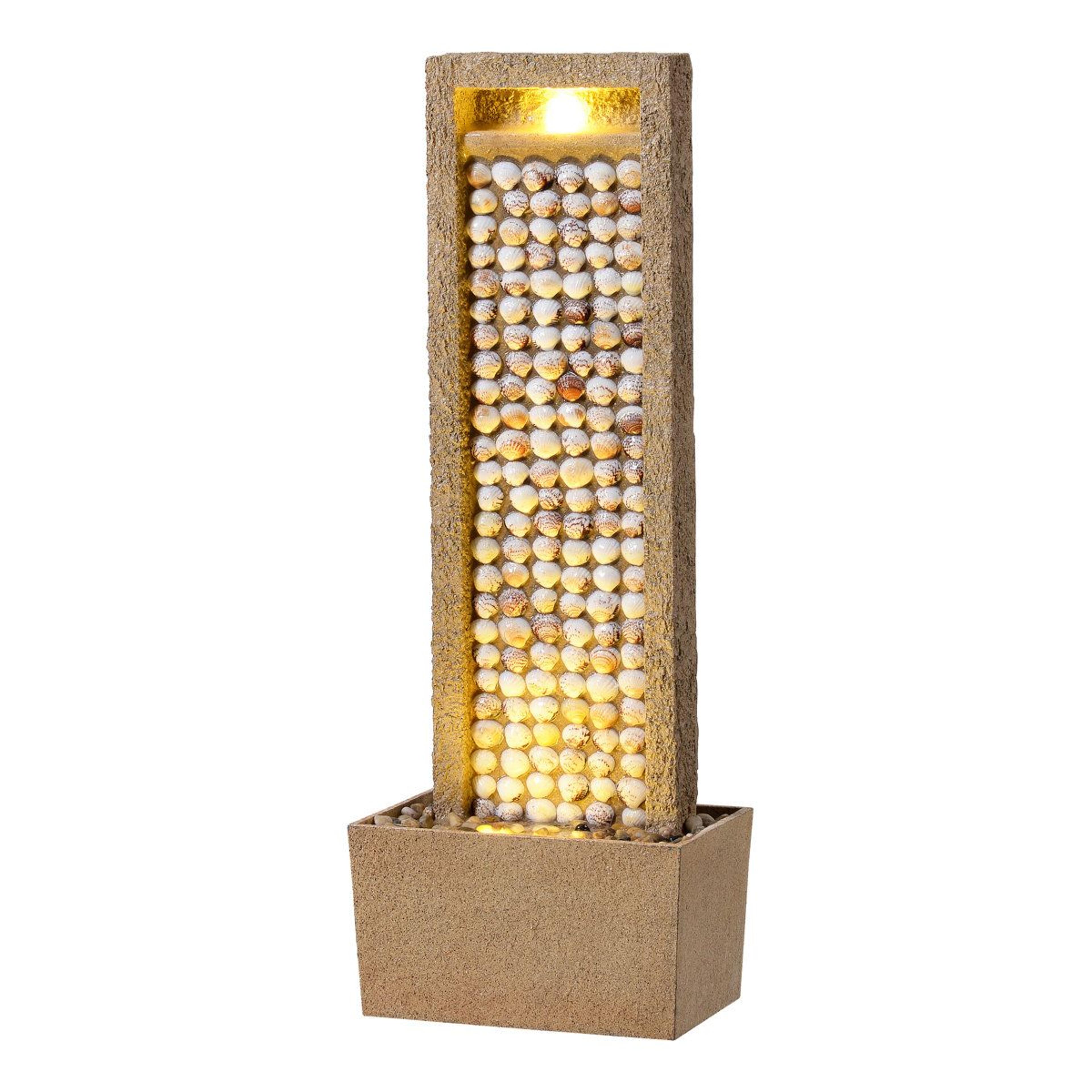 coastal outdoor water fountain with warm led glow pump for patio garden