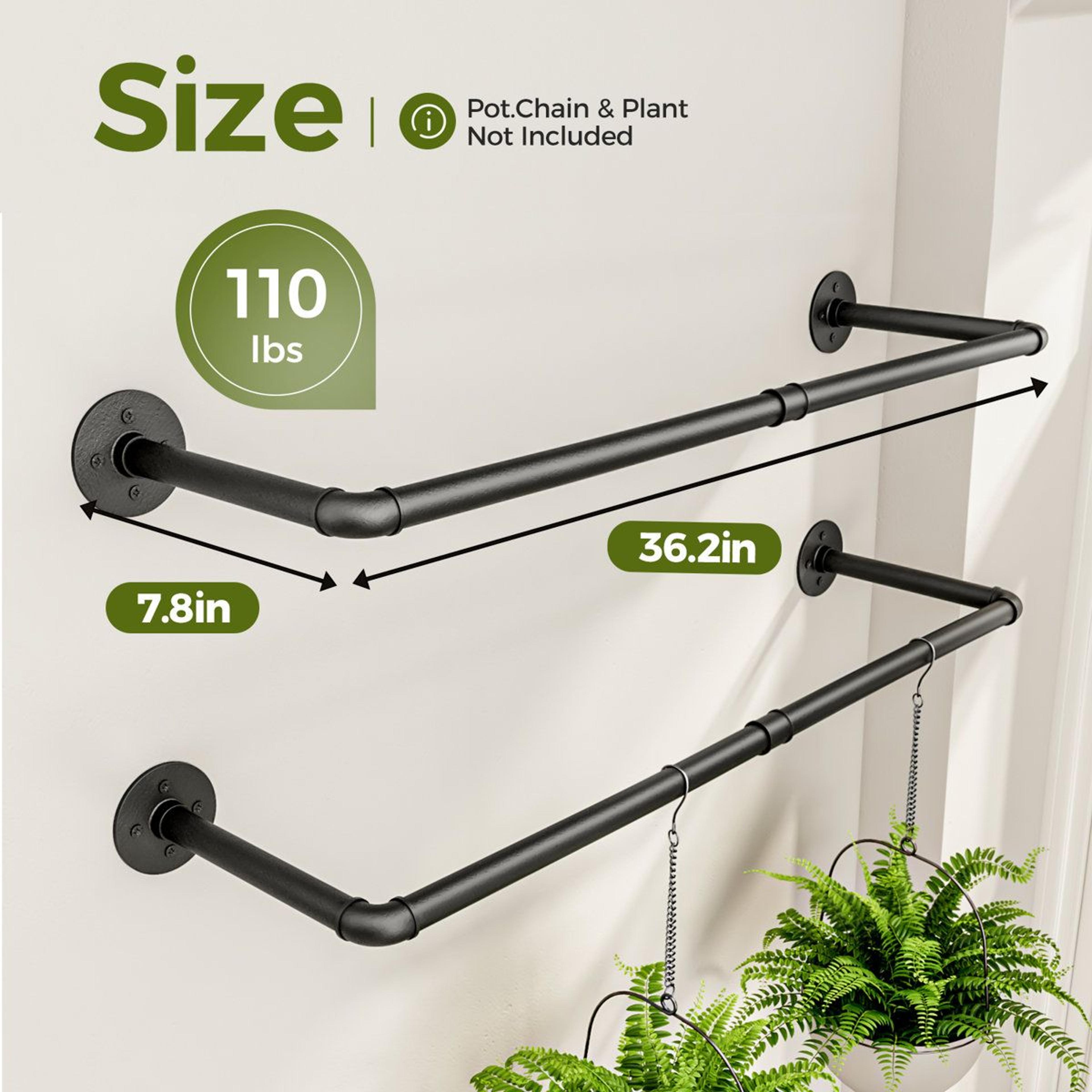 70 Inch Indoor Plant Rod Hanger Set Of 2 For Hanging Planters Wall Ceiling And Window 6