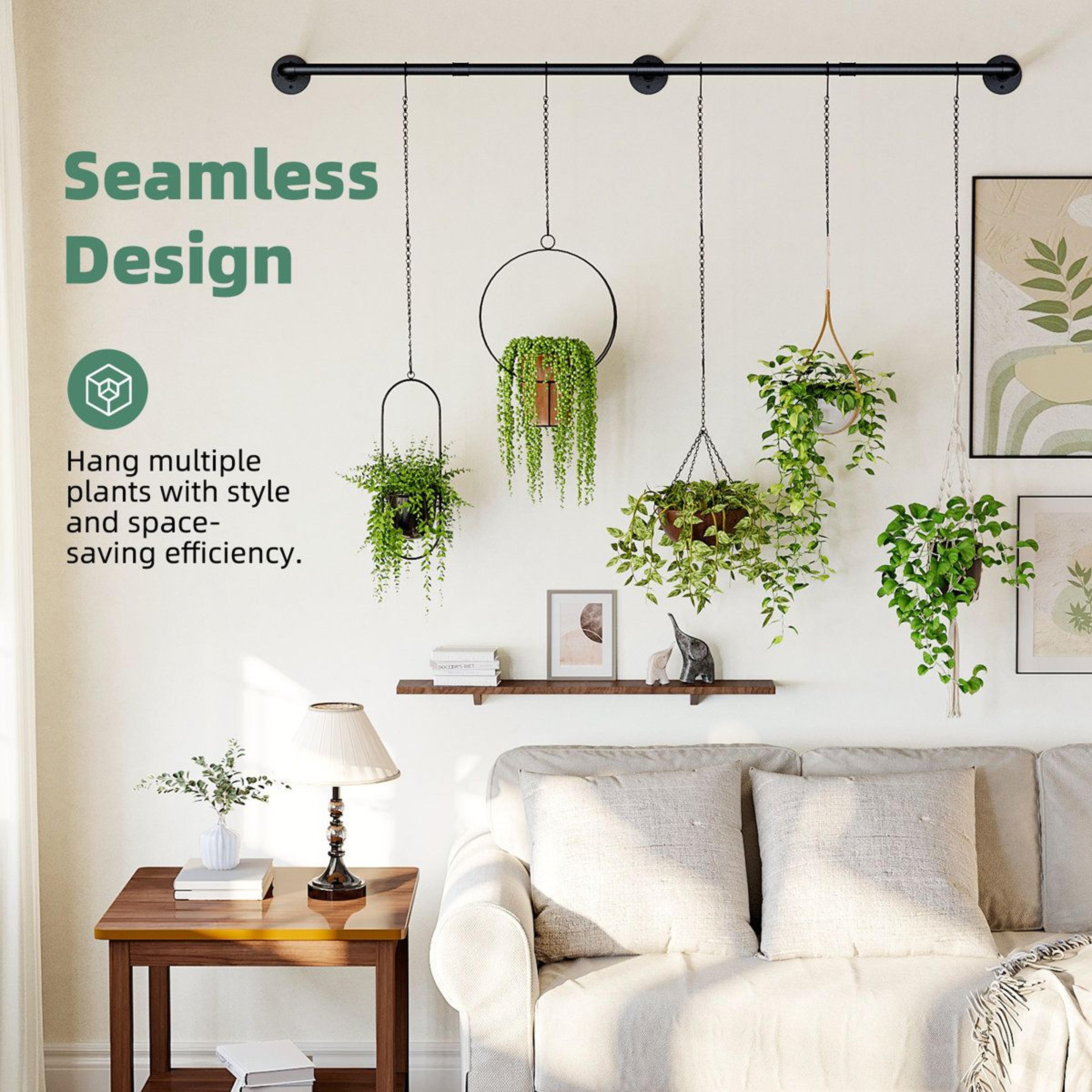 708 Inch Black Indoor Plant Hanger Rod With 6 Chains 5