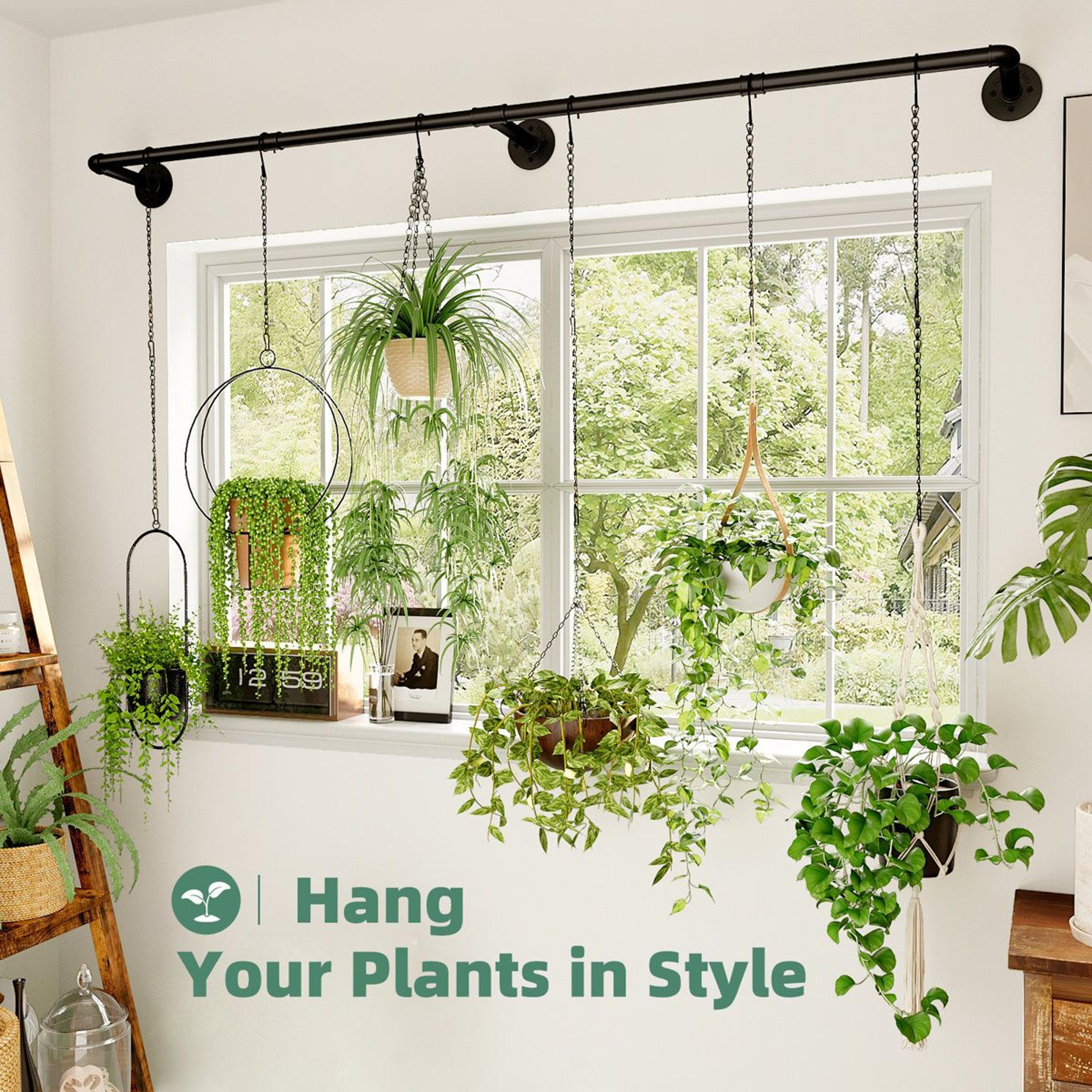 708 Inch Black Indoor Plant Hanger Rod With 6 Chains 1