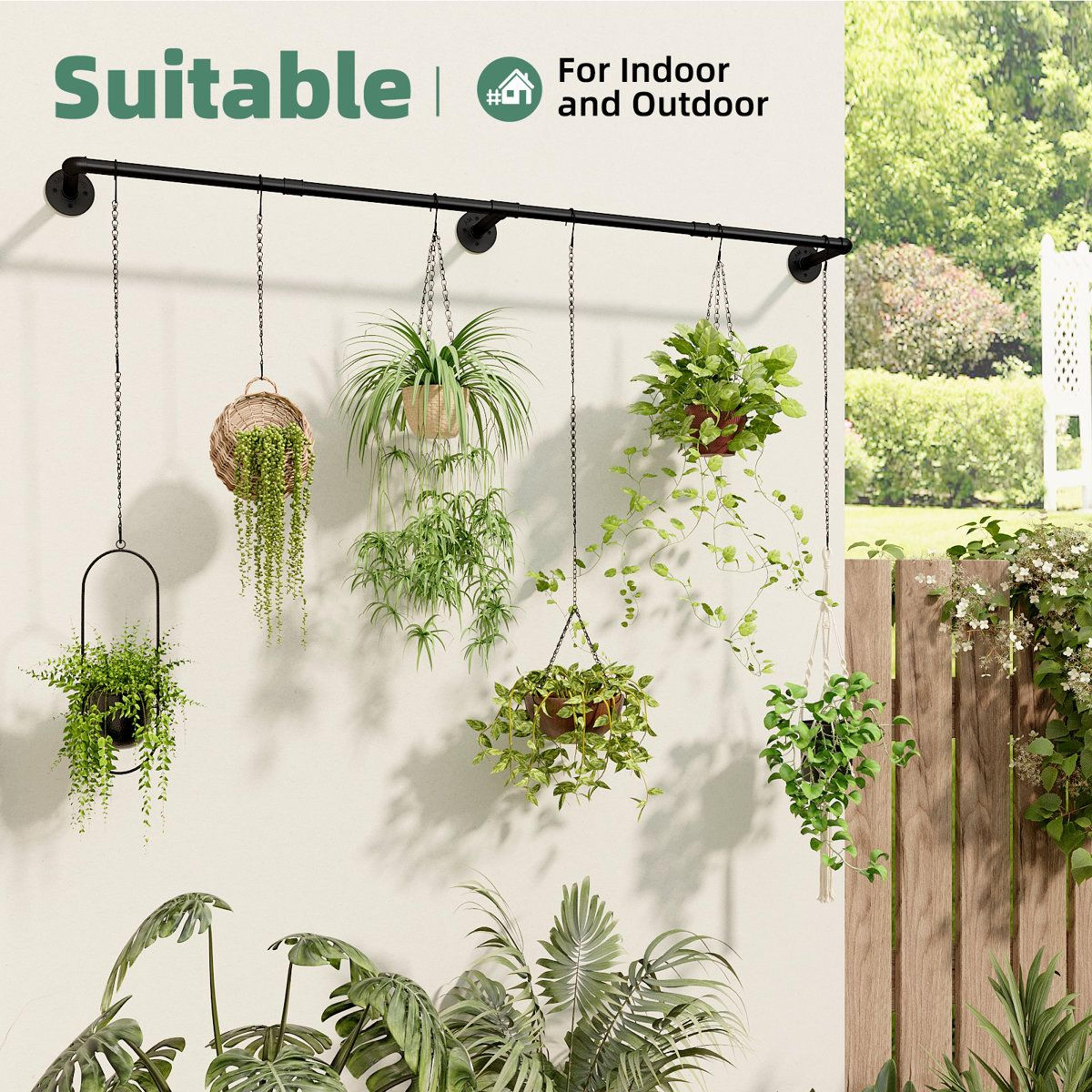 708 Inch Black Indoor Plant Hanger Rod With 6 Chains 2