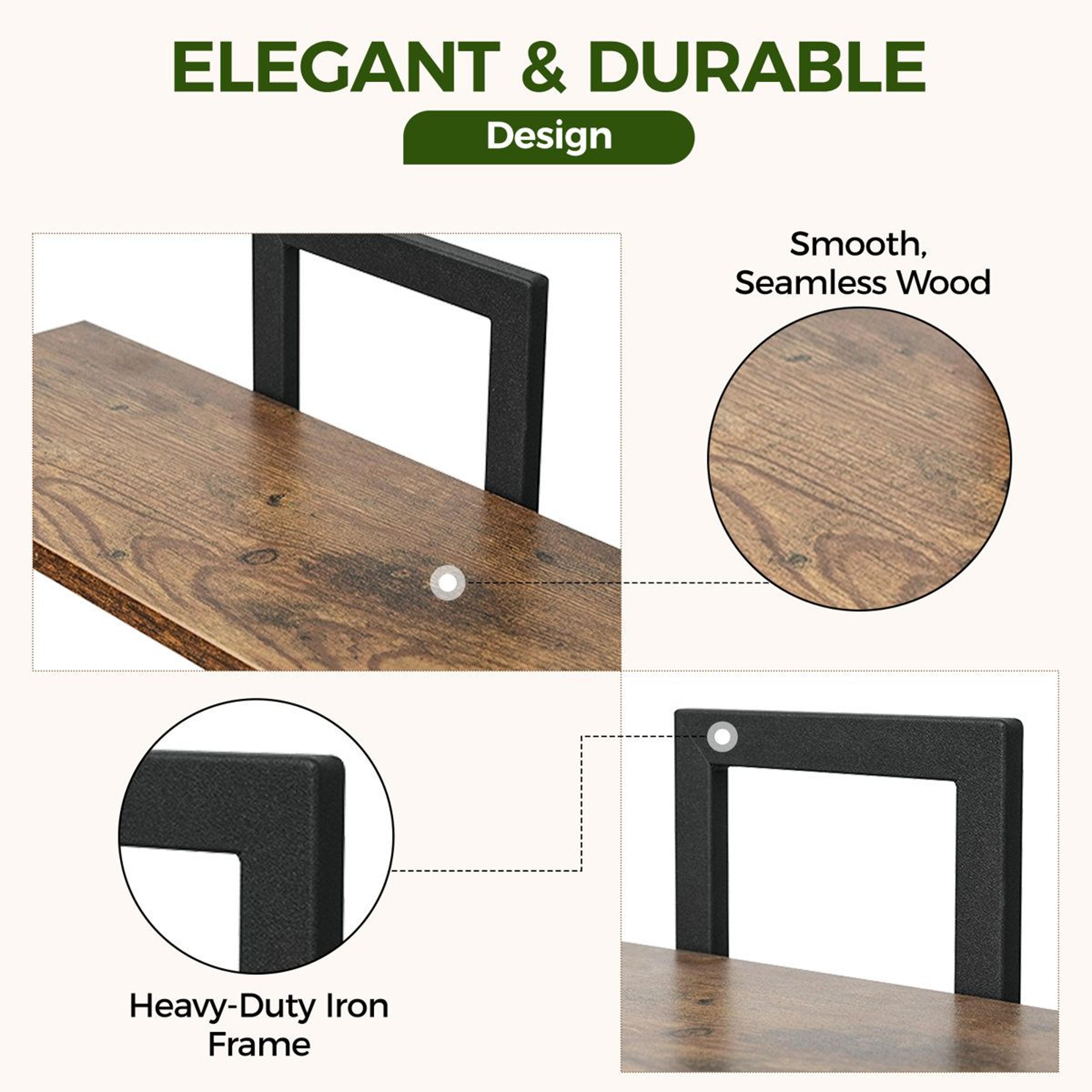 Ebern Designs Floating Plant Shelves For Indoor Plants Wall Decor Set Of 2 Brown 1