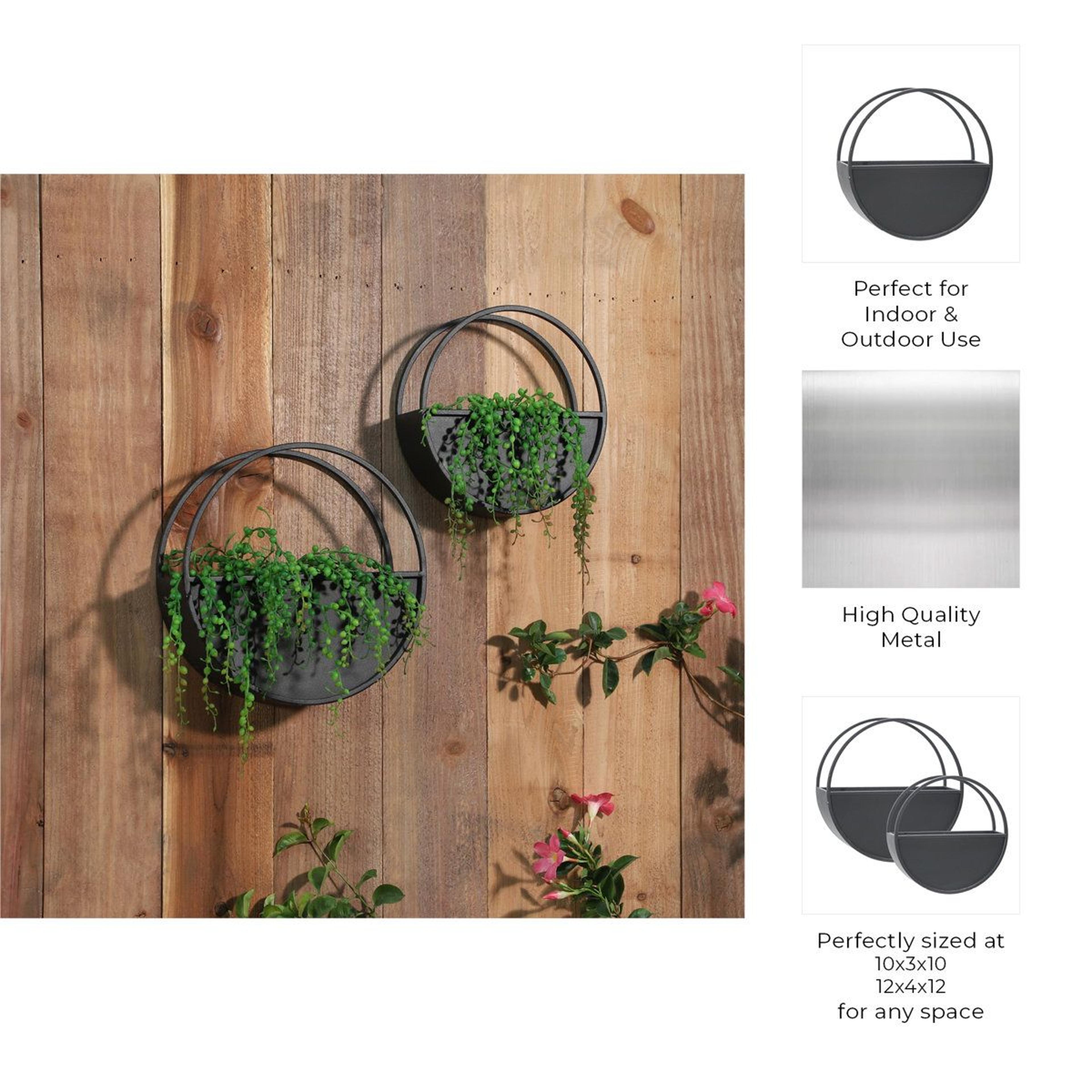 Metal Wall Planter Set Of 2 Black Iron Hanging Planters 7