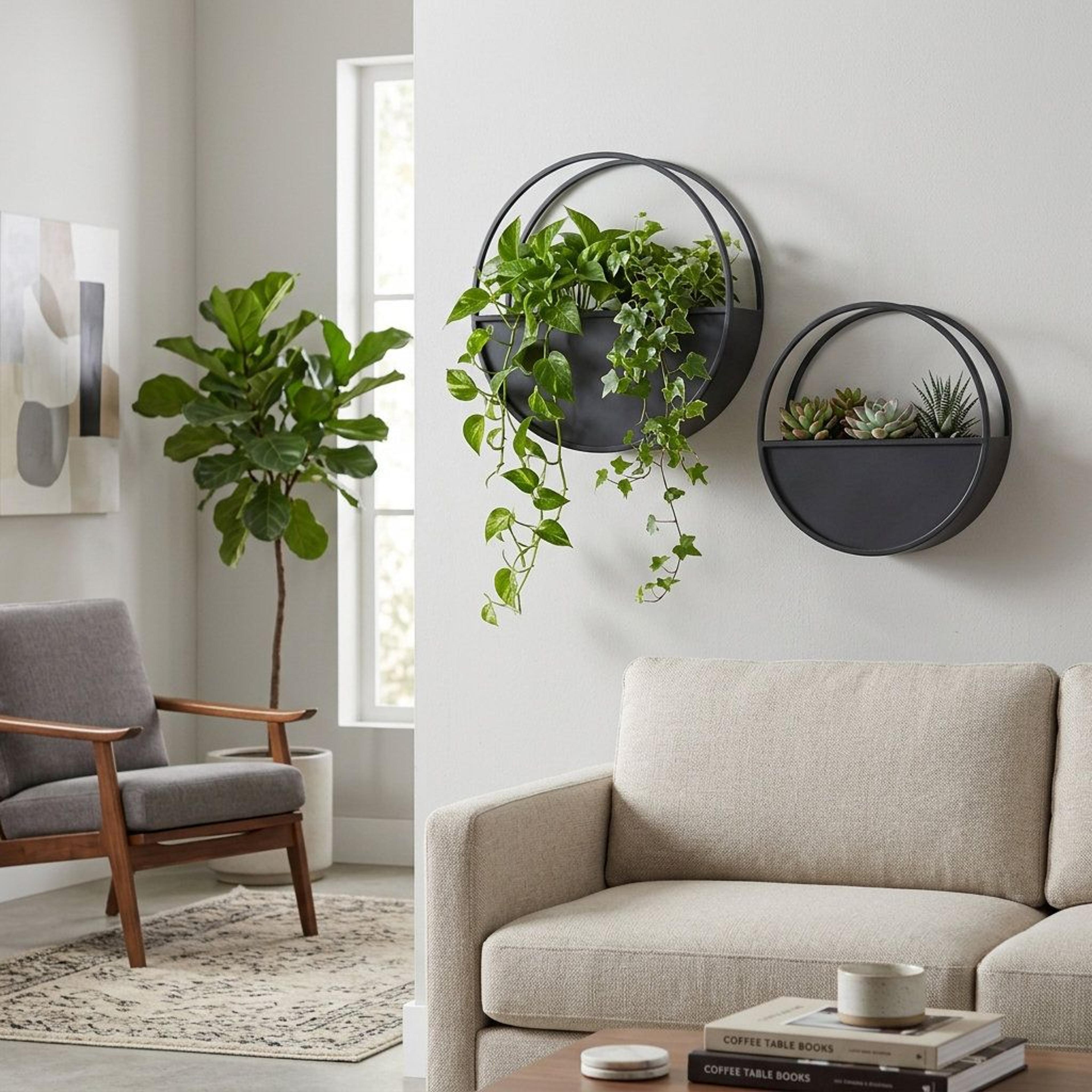 Metal Wall Planter Set Of 2 Black Iron Hanging Planters 10
