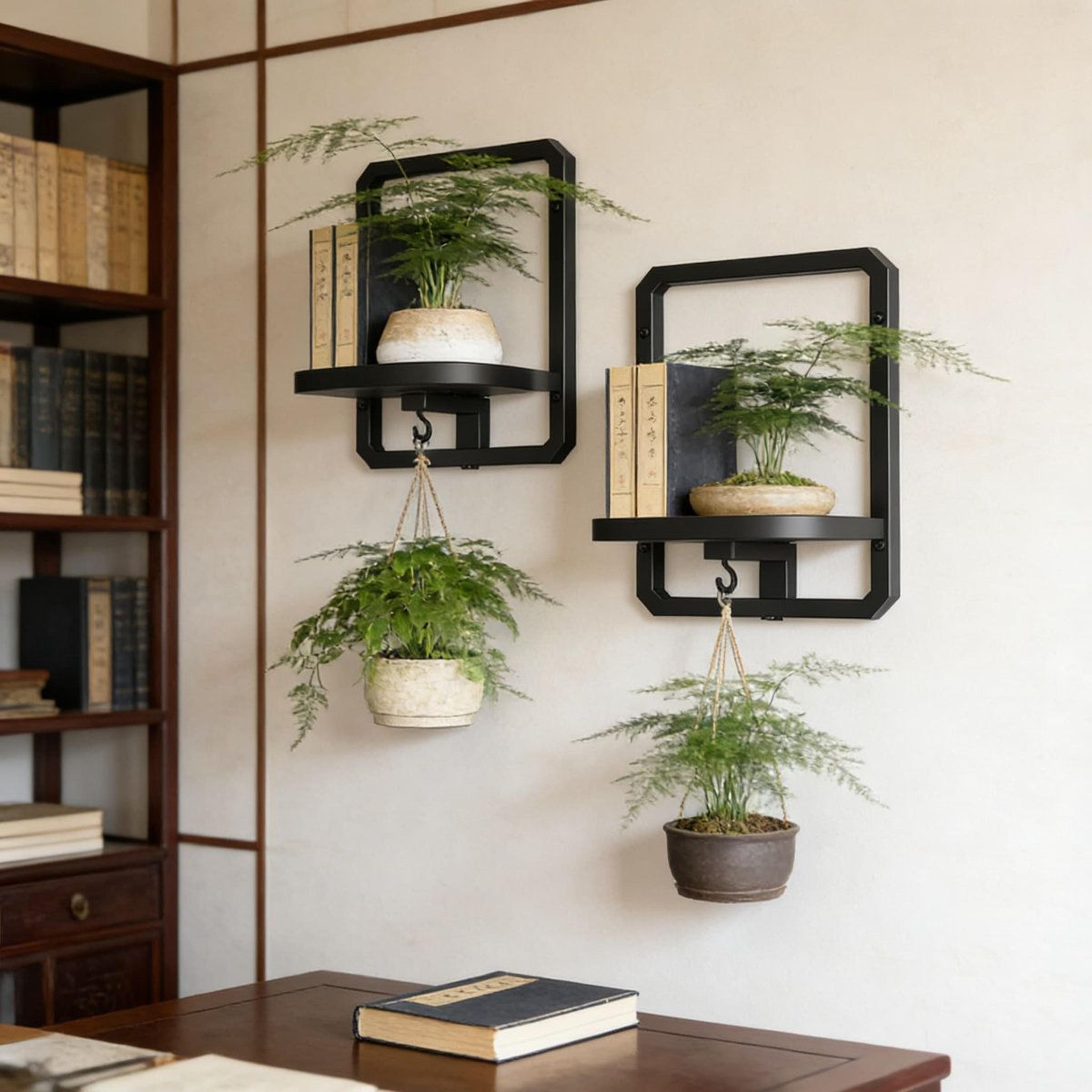 Heavy Duty Wall Mounted Plant Shelf With Indoor Plant Hanger 2 Pack 4