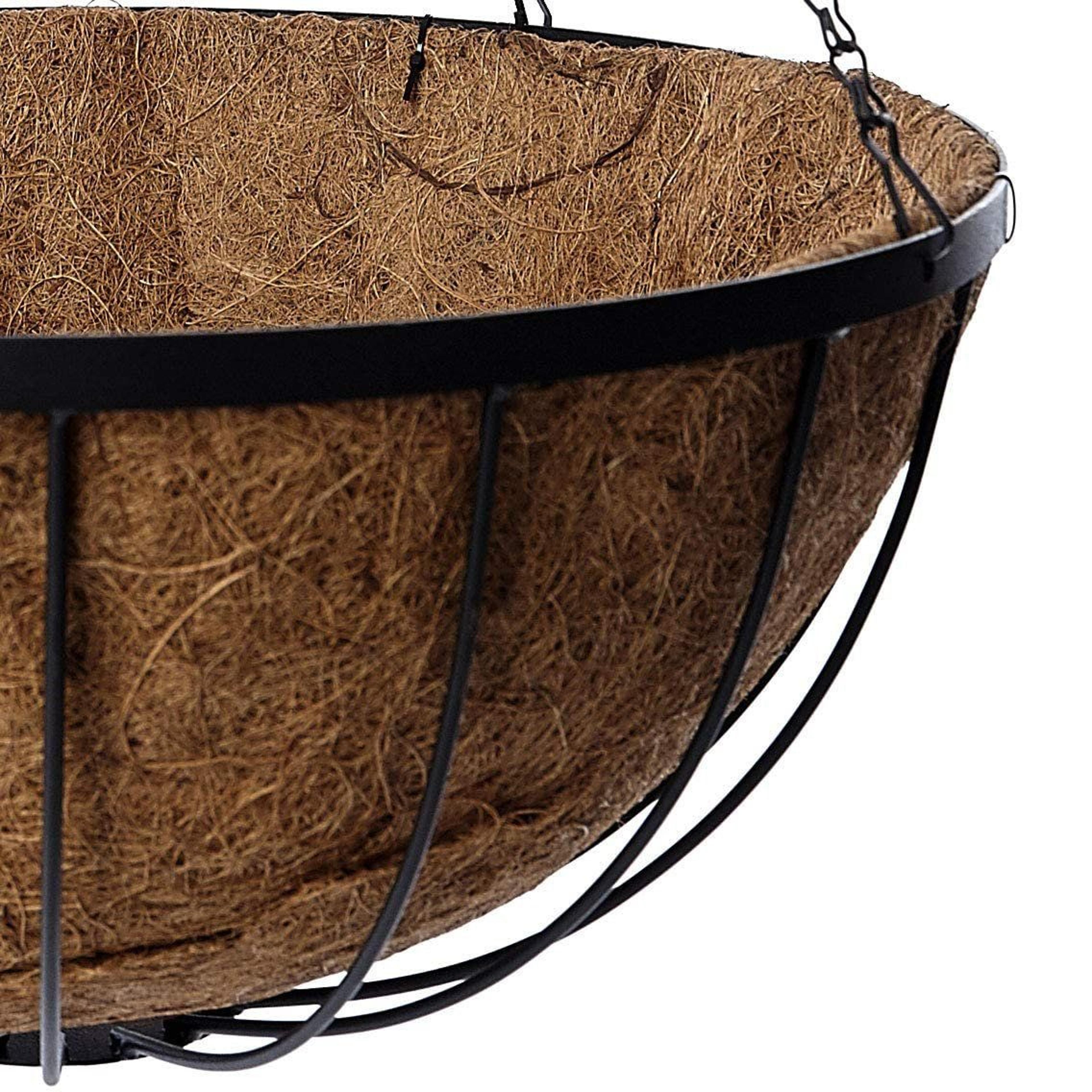 Delania 12 Inch Set Of 5 Wrought Iron Hanging Planters With Coconut Fiber Liners 5