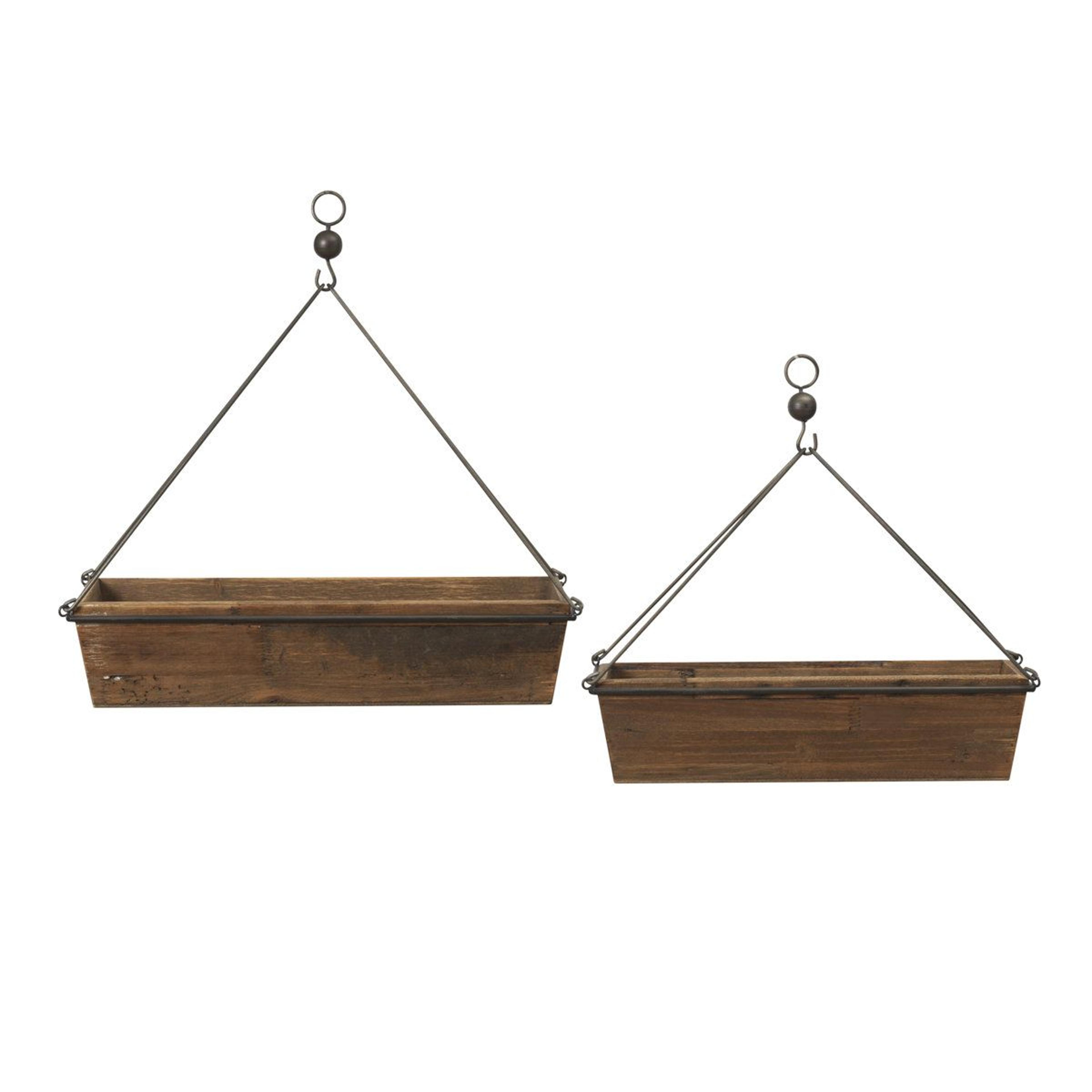set of 2 wood hanging planters outdoor hanging planters with metal frames