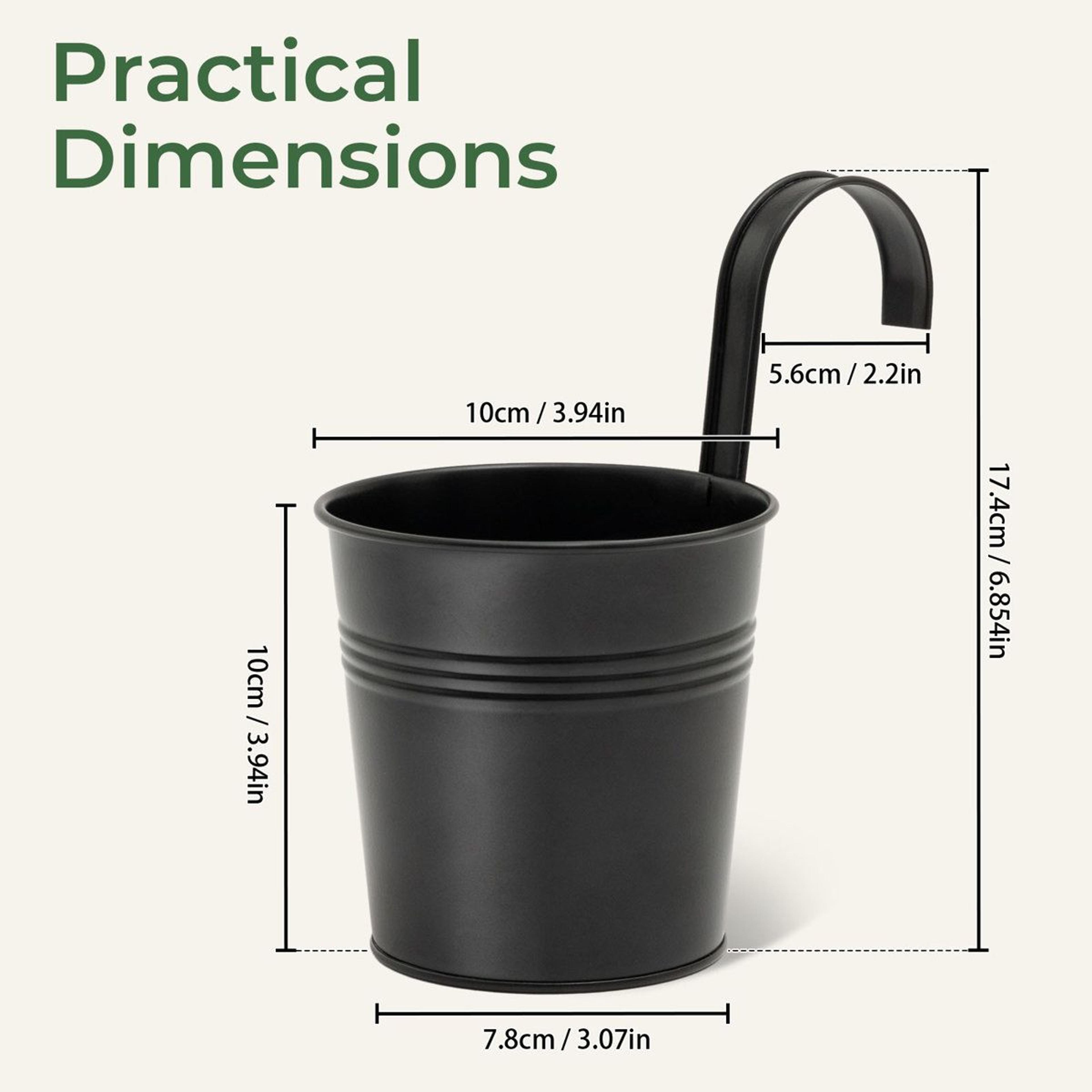 Ebern Designs Hanging Planter Baskets Set Of 10 Metal Balcony Planters With Detachable Hooks 3