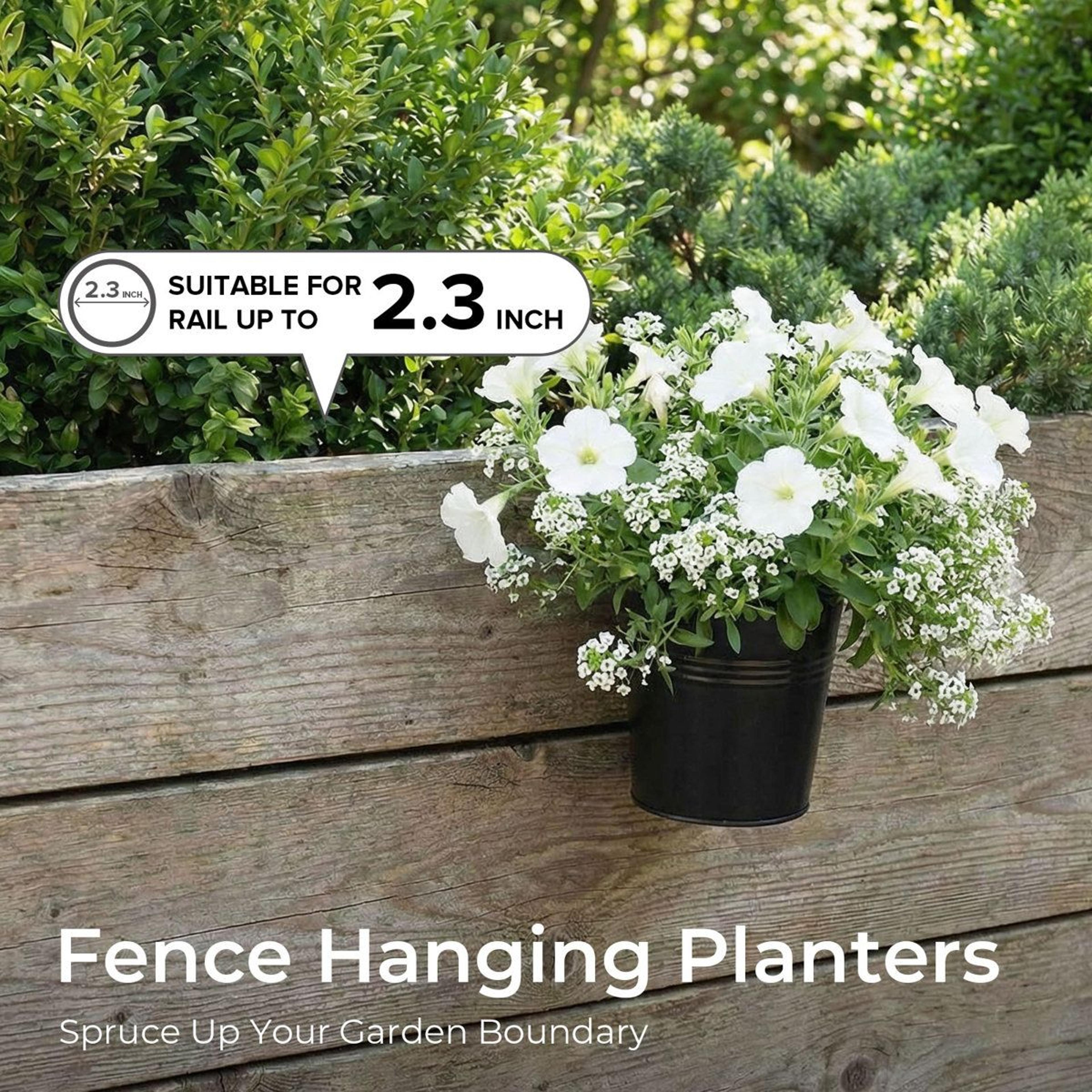 Ebern Designs Hanging Planter Baskets Set Of 10 Metal Balcony Planters With Detachable Hooks 1