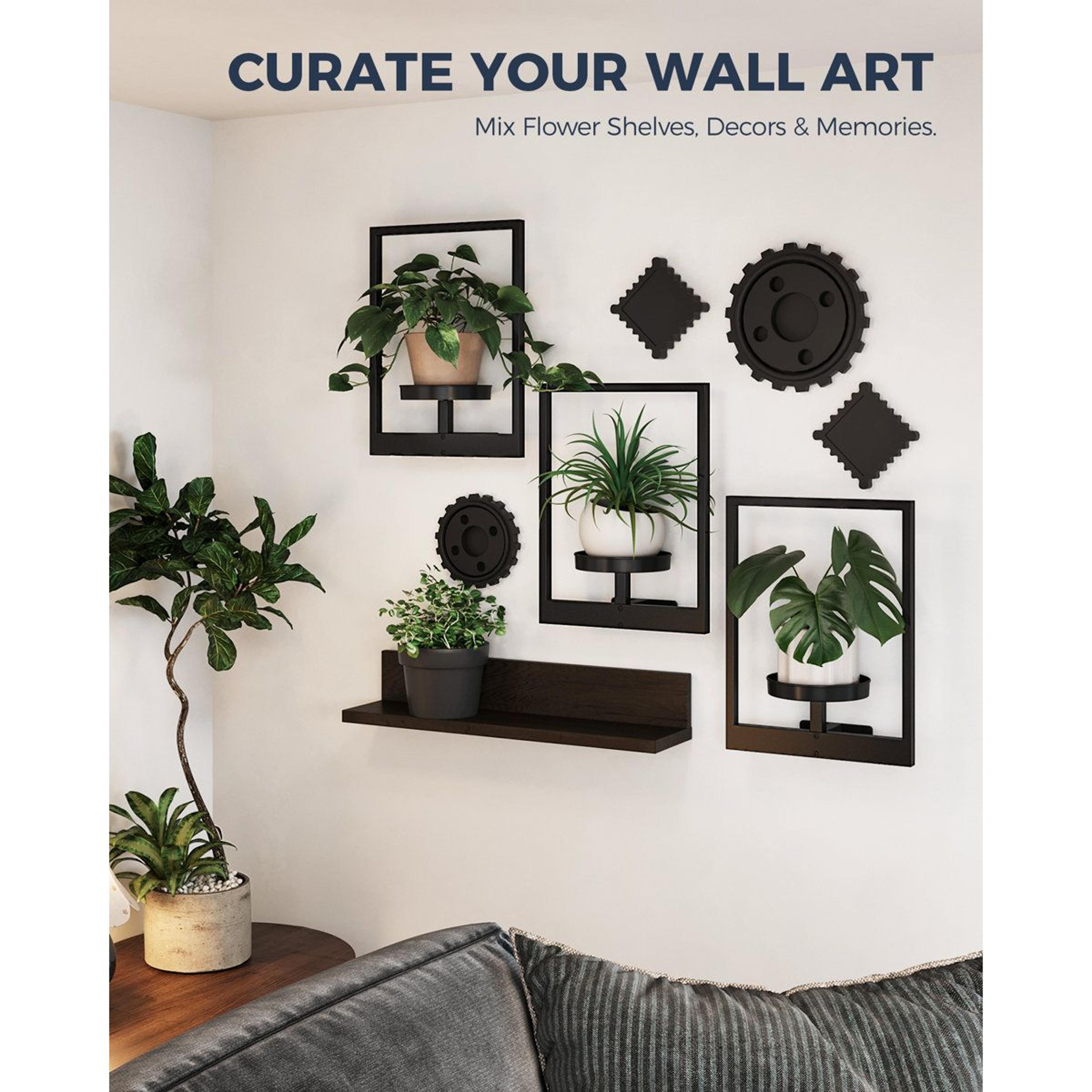 3 Pack Wall Hanging Planters Black Metal Plant Shelves For Indoor Outdoor Decor 5