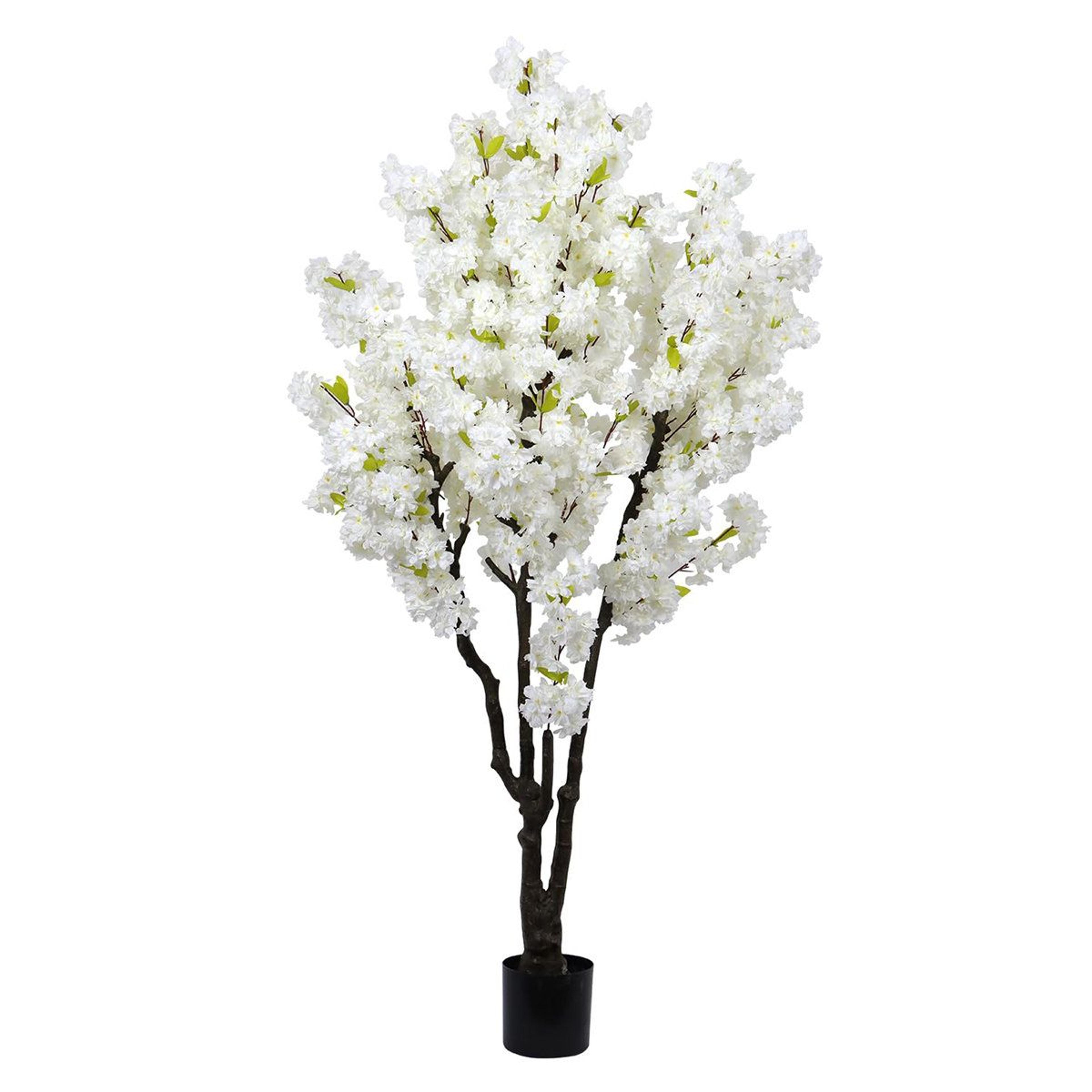 6ft artificial cherry blossom tree in pot with white flowers
