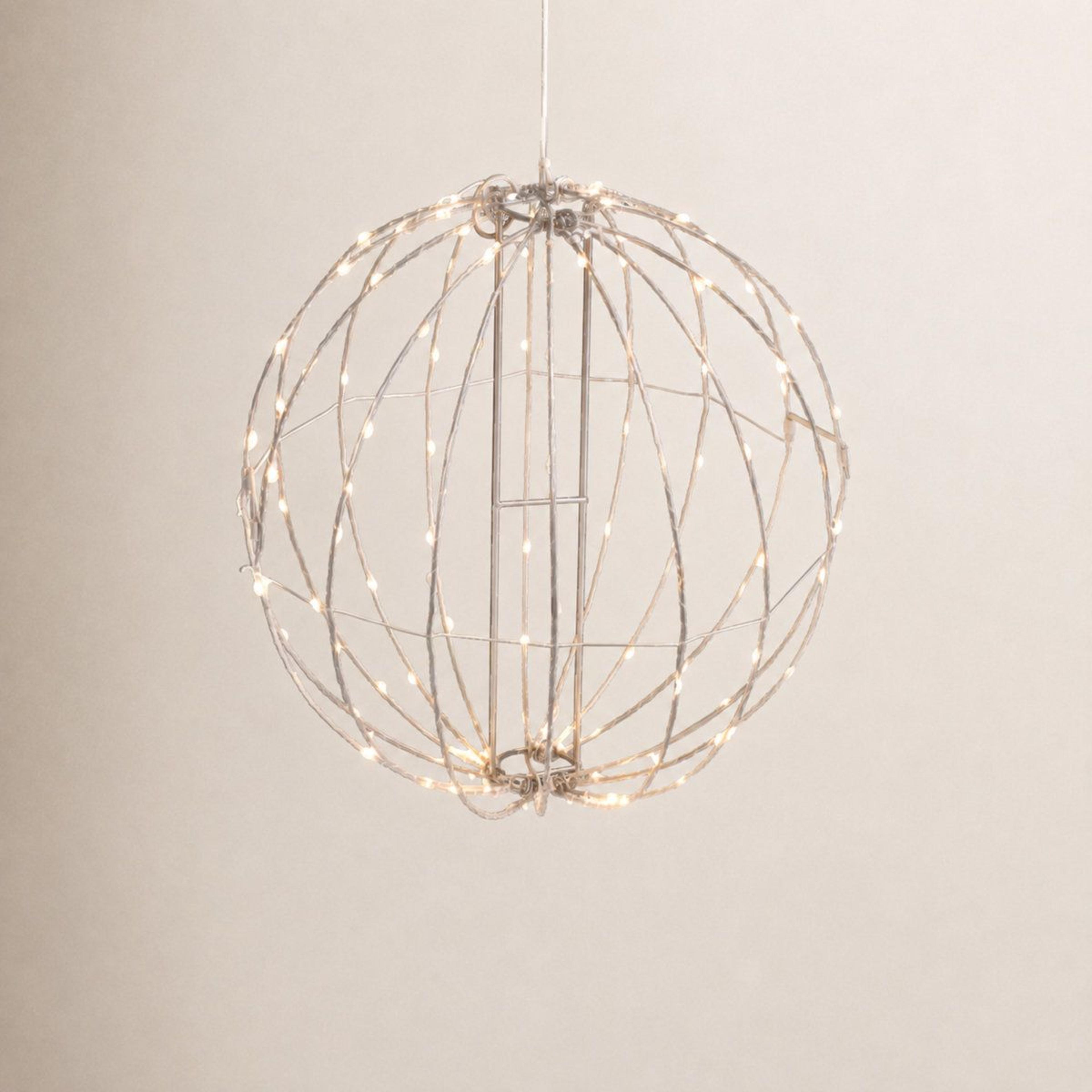 whimsical hanging lighted sphere with warm white leds