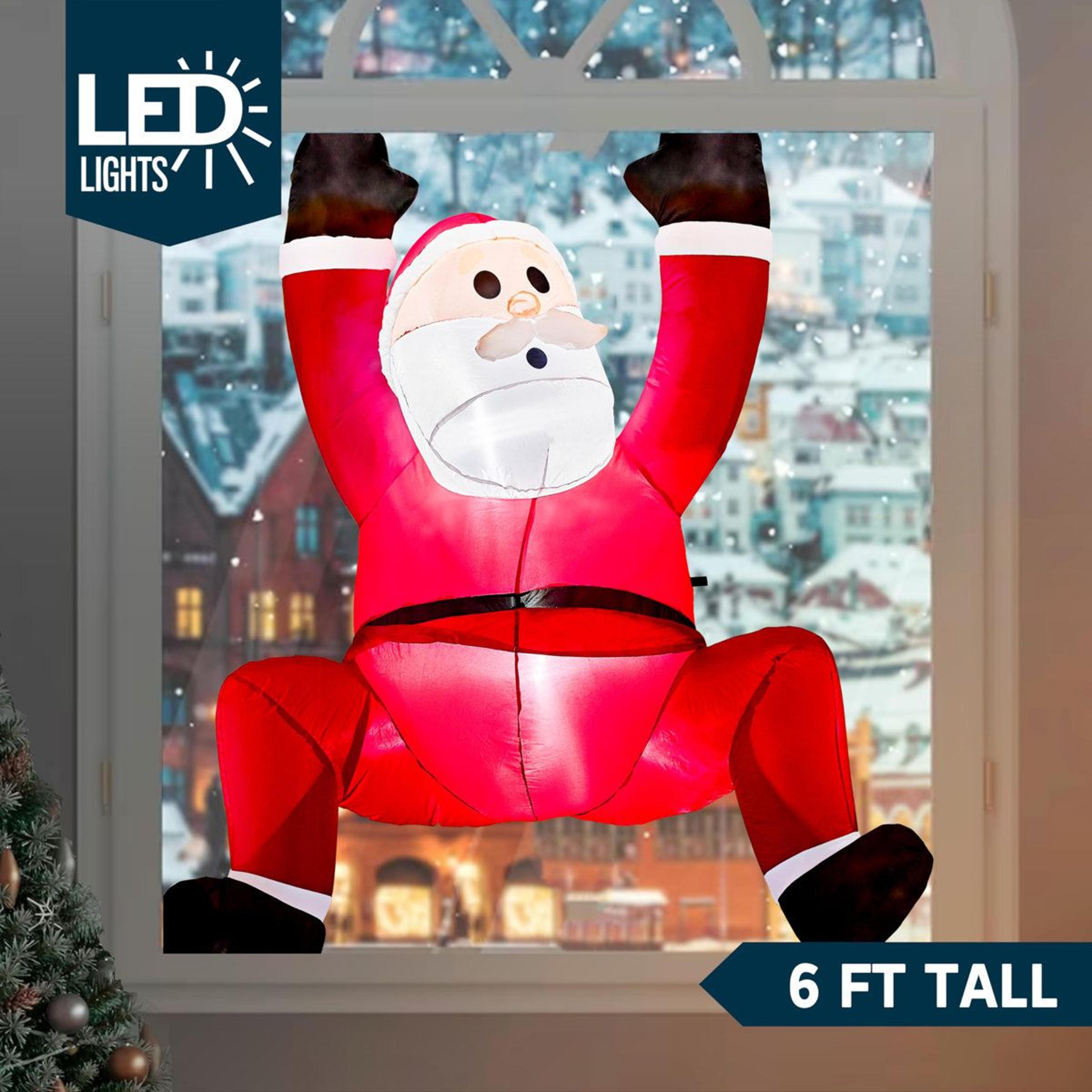 6ft Christmas Inflatable Climbing Santa With LED Lights For Indoor Outdoor Decor 2