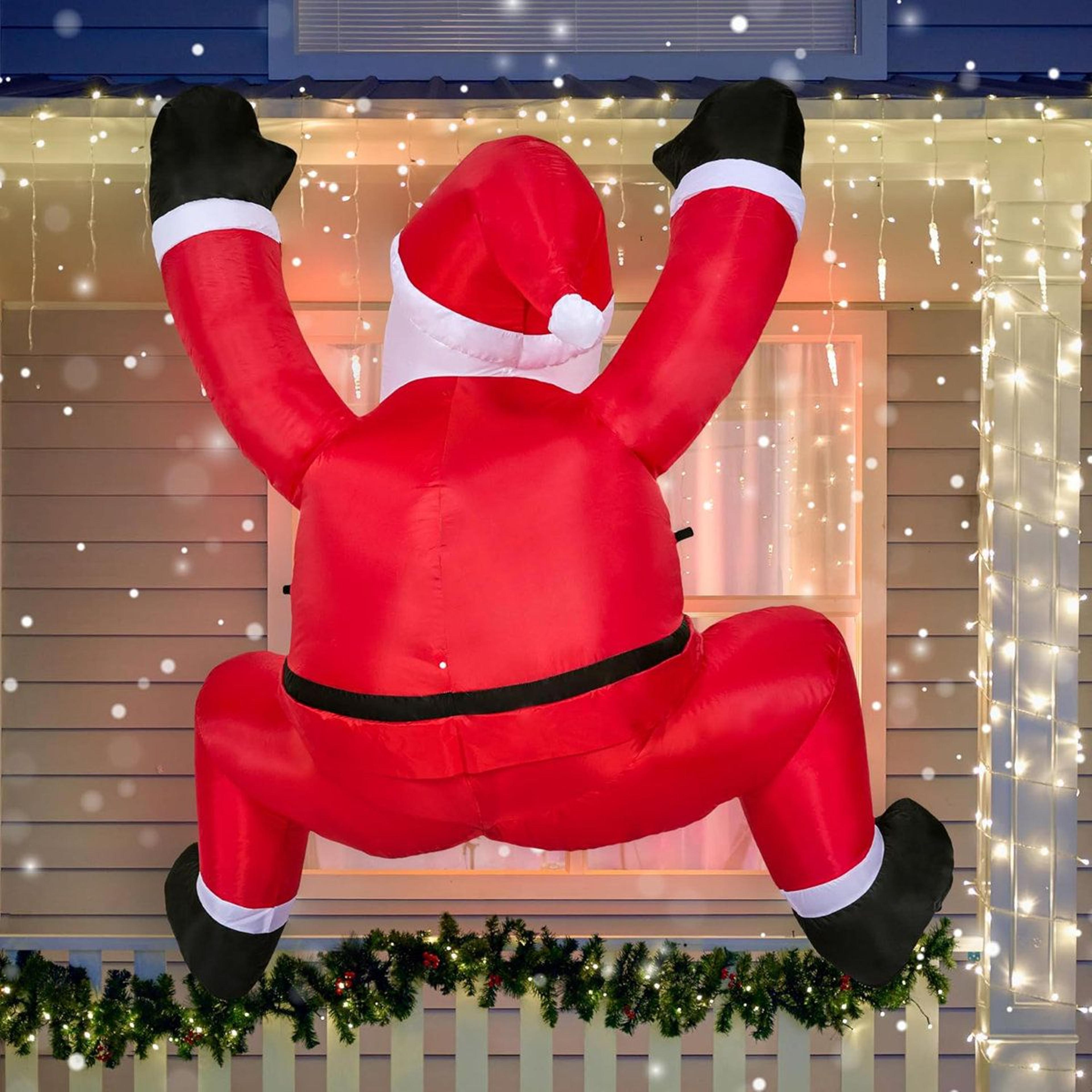6ft Christmas Inflatable Climbing Santa With LED Lights For Indoor Outdoor Decor 6