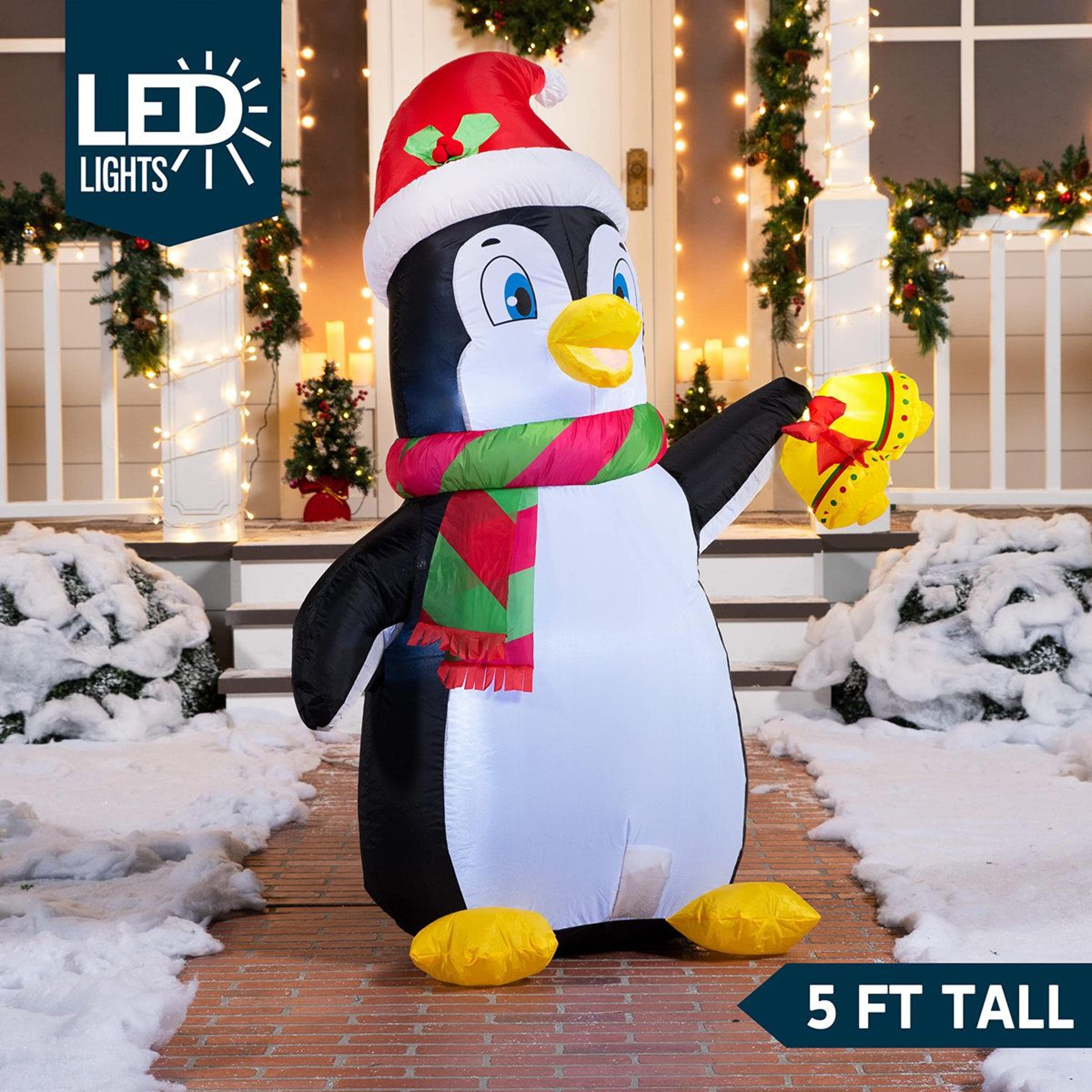 5ft Lighted Christmas Inflatable Penguin Outdoor Yard Decoration 3