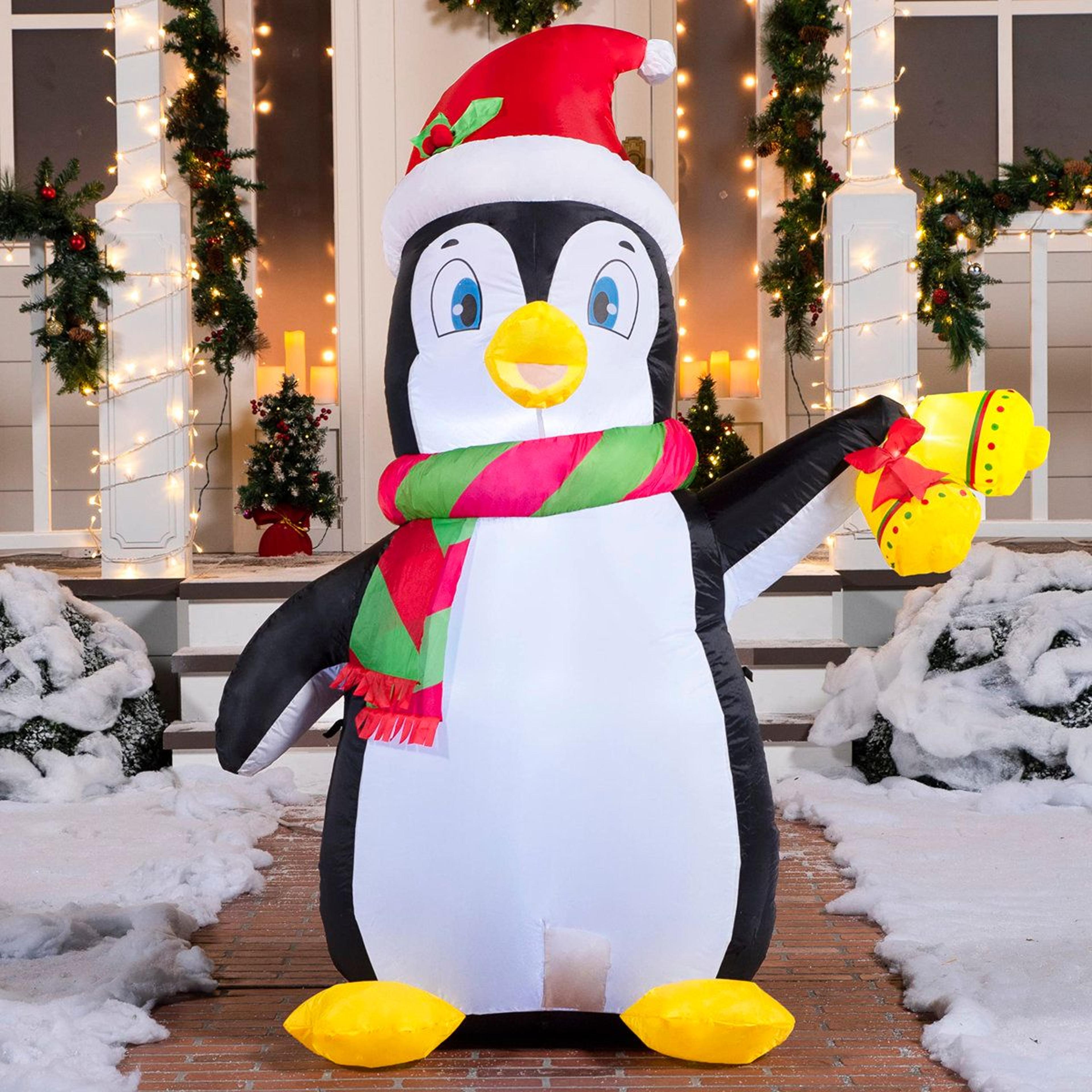 5ft Lighted Christmas Inflatable Penguin Outdoor Yard Decoration 7