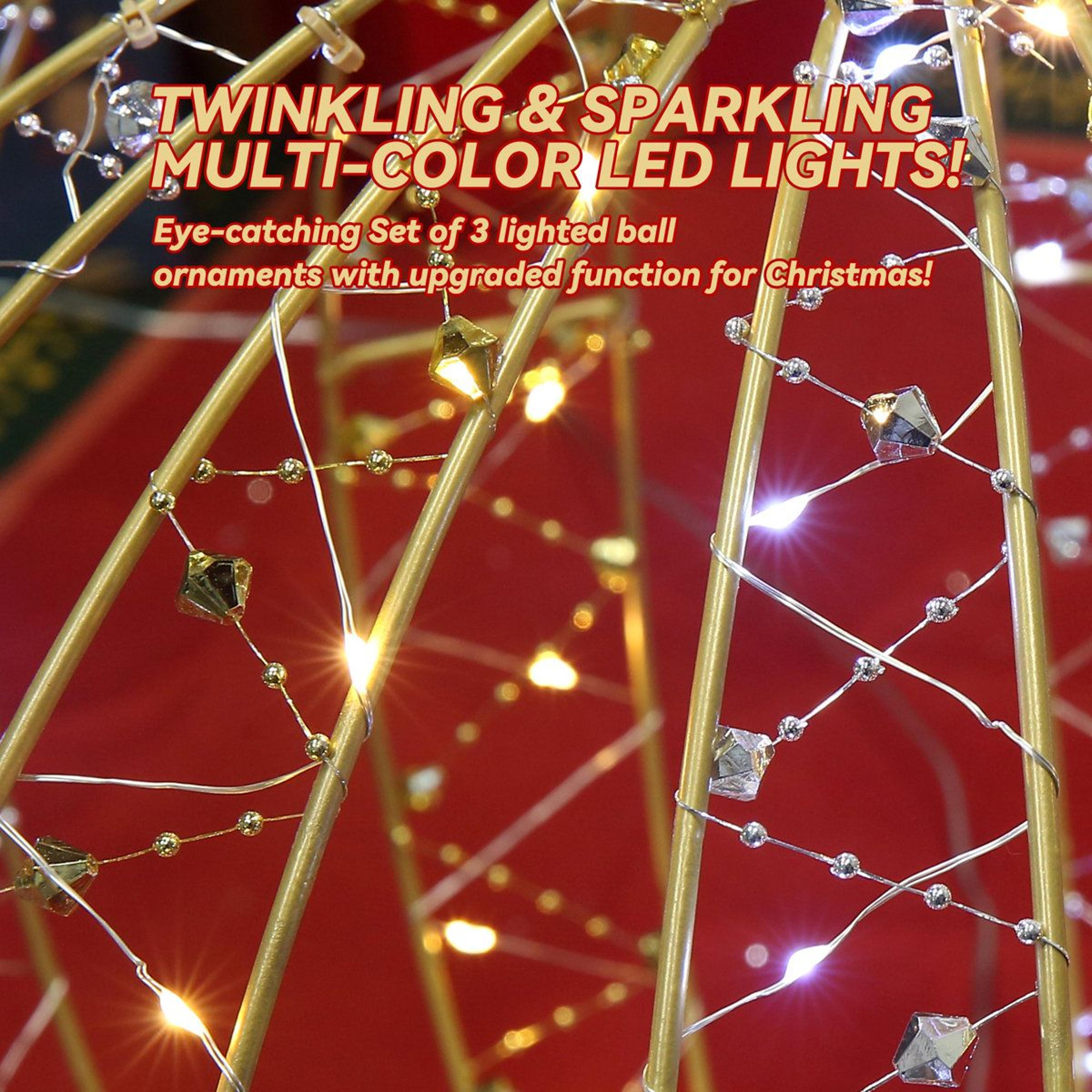 3 Piece LED Hanging Ball Lights Outdoor Christmas Decorations 5