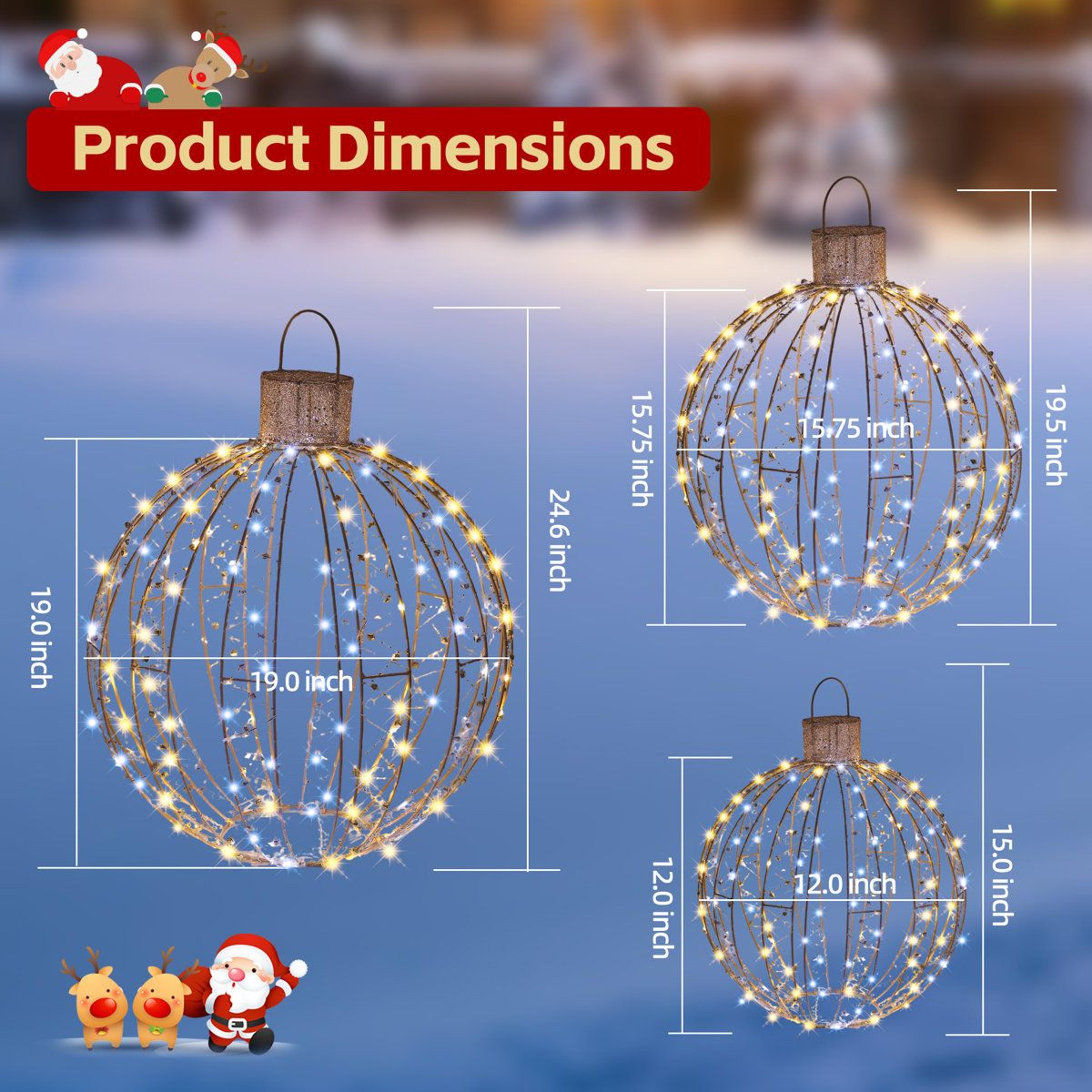 3 Piece LED Hanging Ball Lights Outdoor Christmas Decorations 9