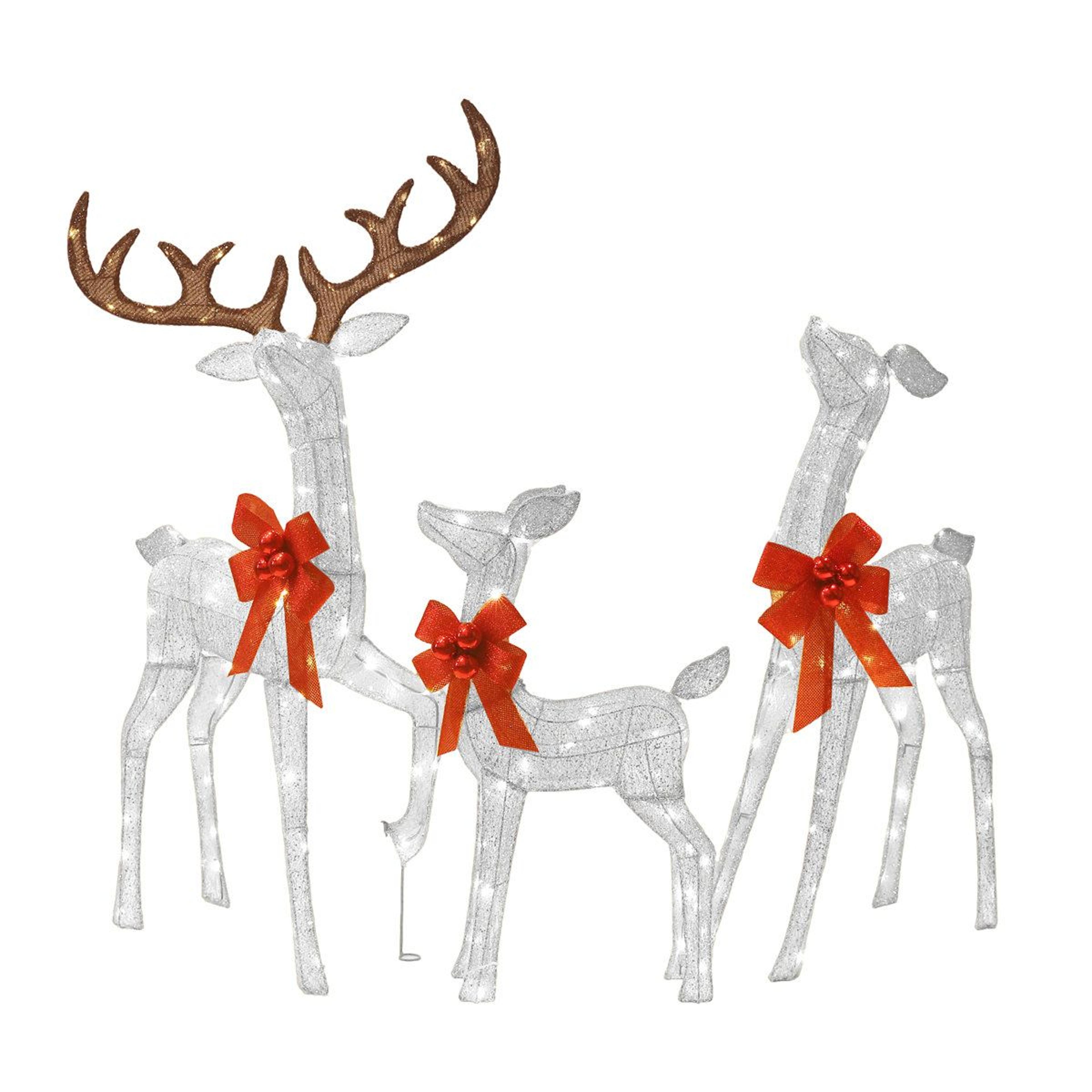 4.5ft 3 piece lighted reindeer family outdoor christmas yard decorations