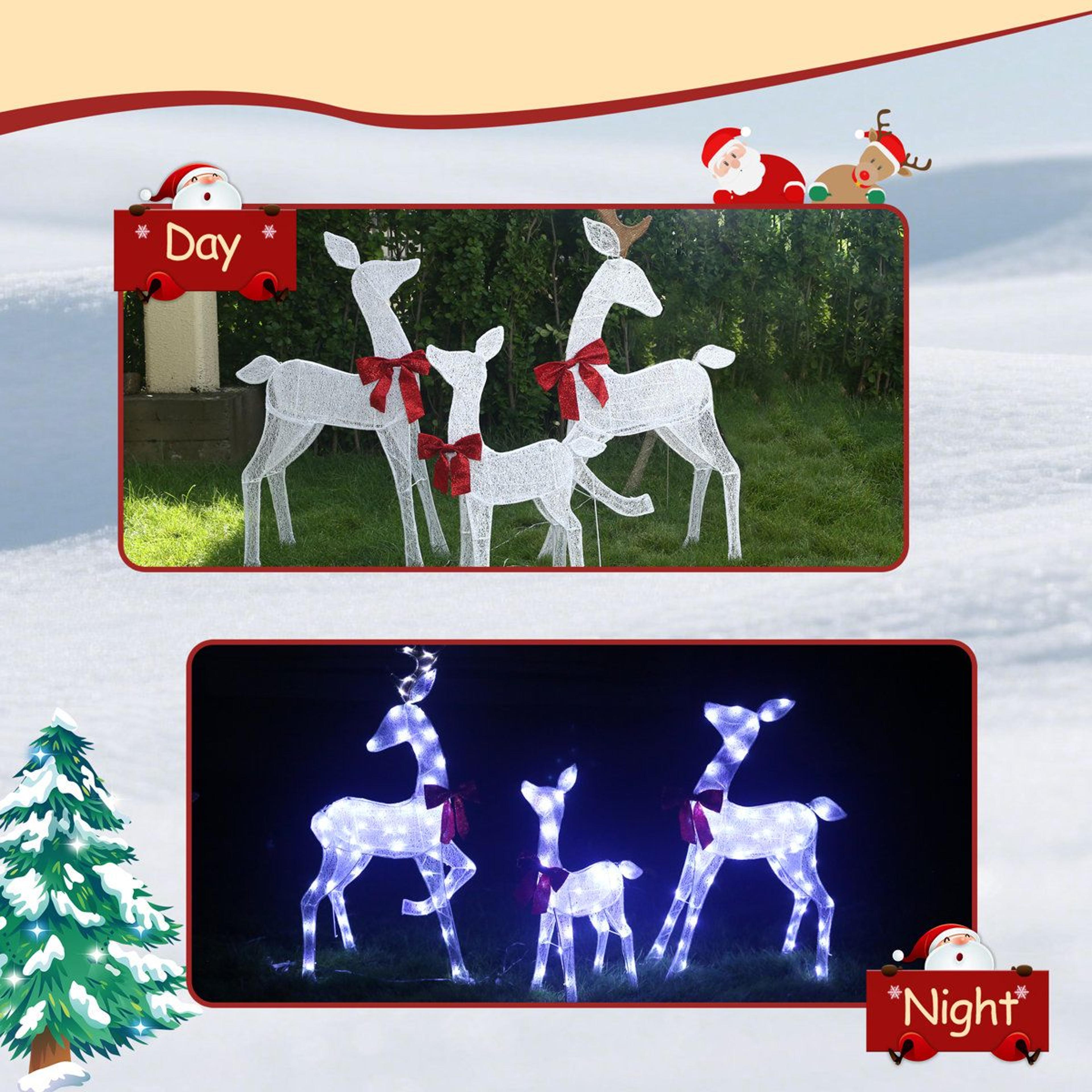 45ft 3 Piece Lighted Reindeer Family Outdoor Christmas Yard Decorations 1