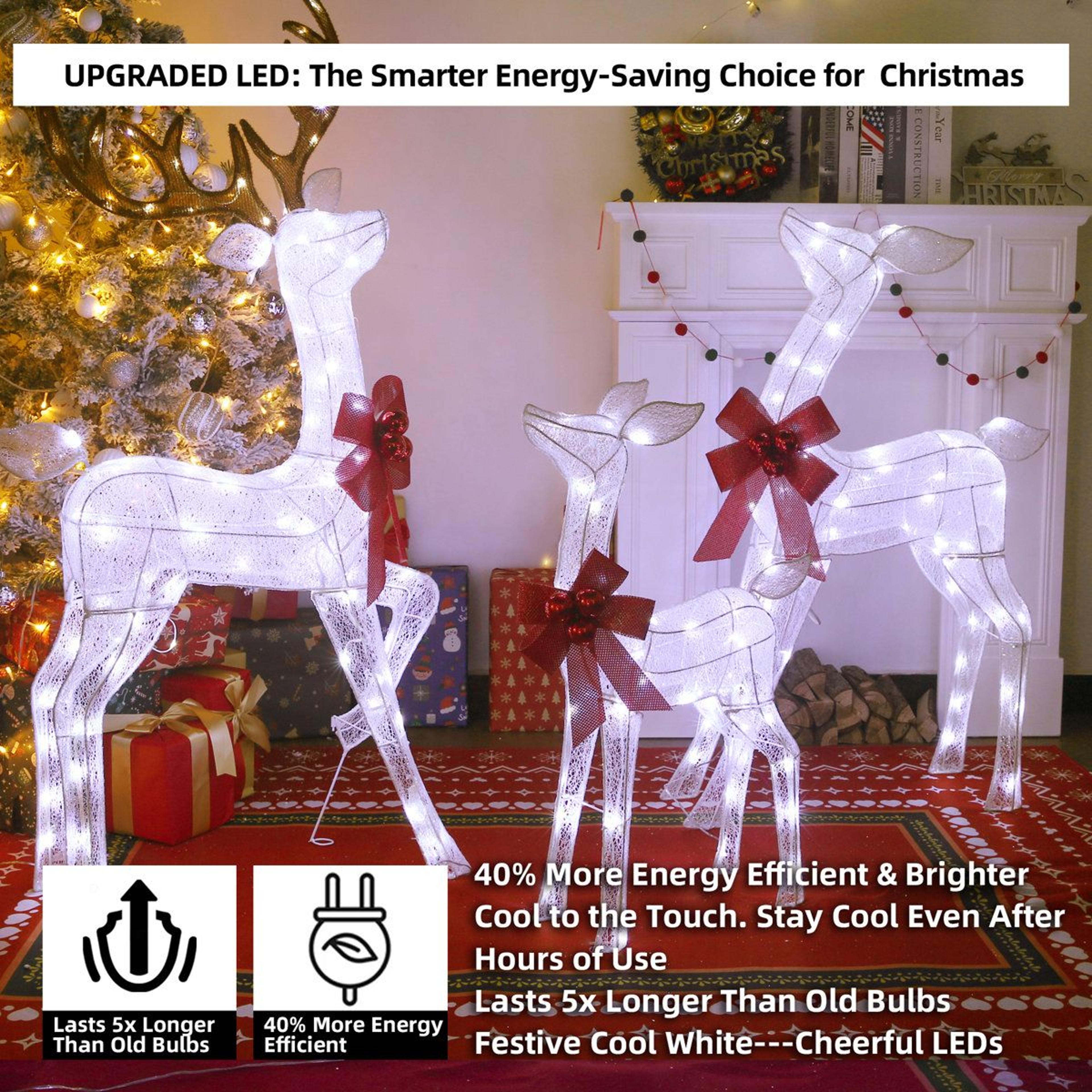 45ft 3 Piece Lighted Reindeer Family Outdoor Christmas Yard Decorations 5