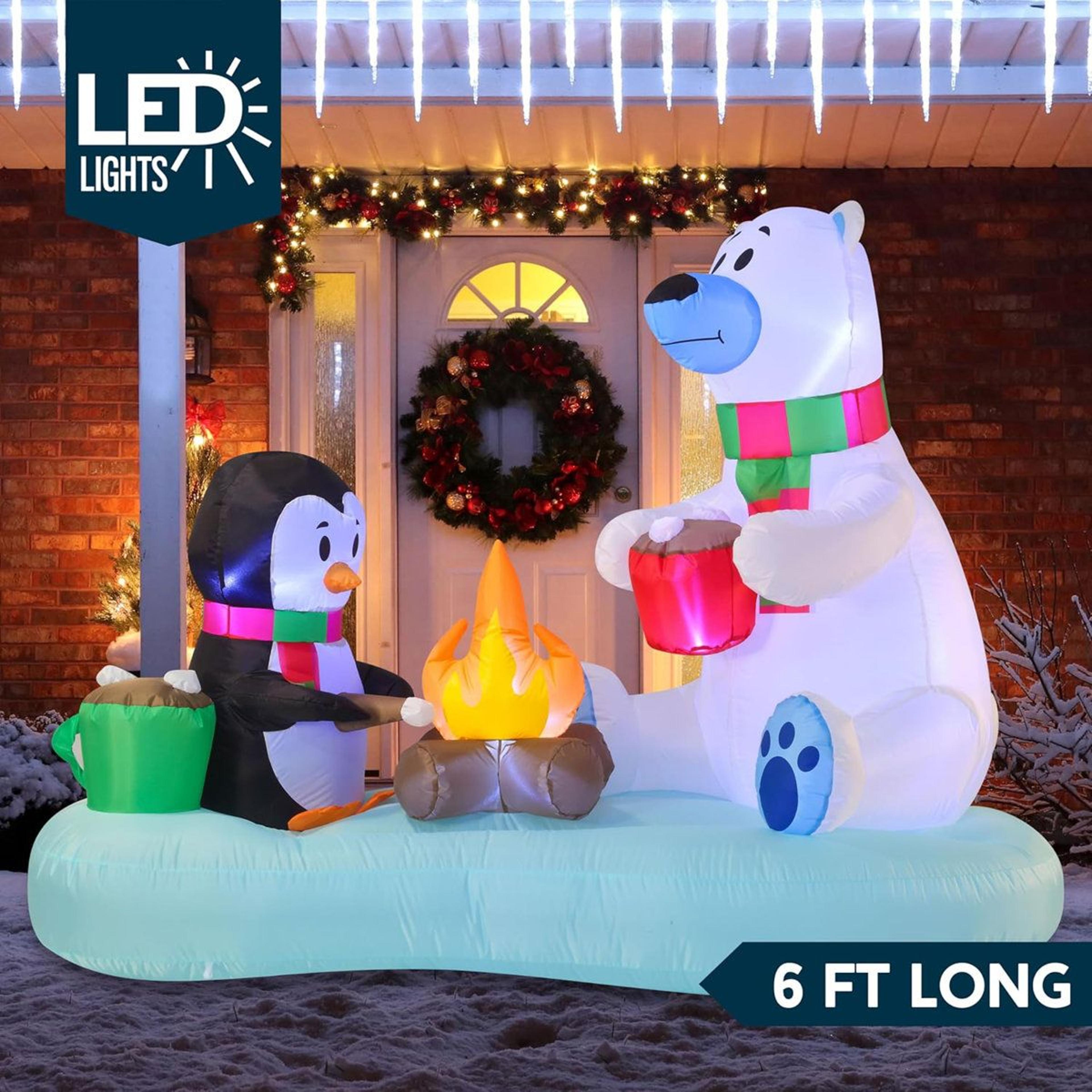 6ft Polar Bear And Penguin Christmas Inflatable Yard Decoration 3