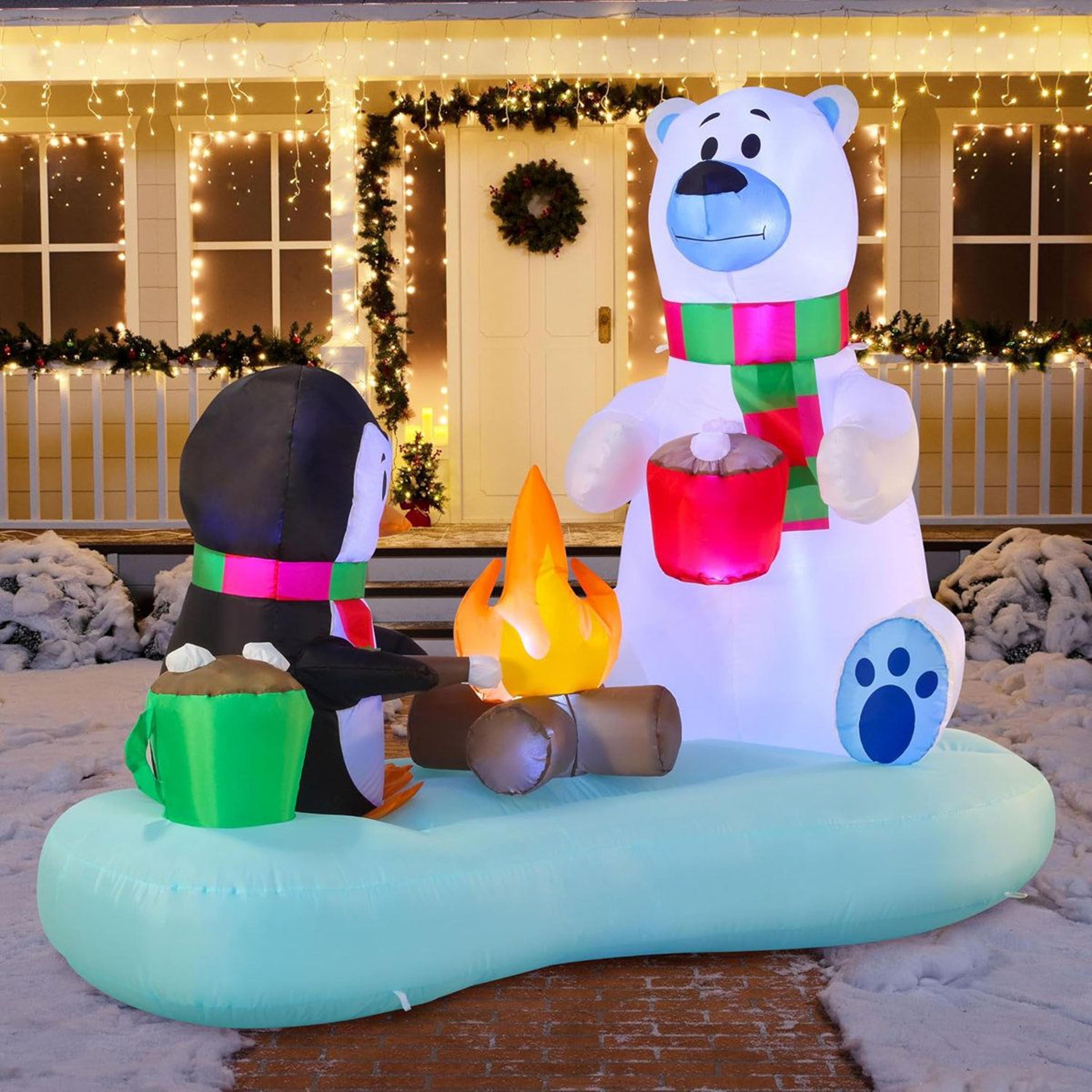 6ft Polar Bear And Penguin Christmas Inflatable Yard Decoration 7