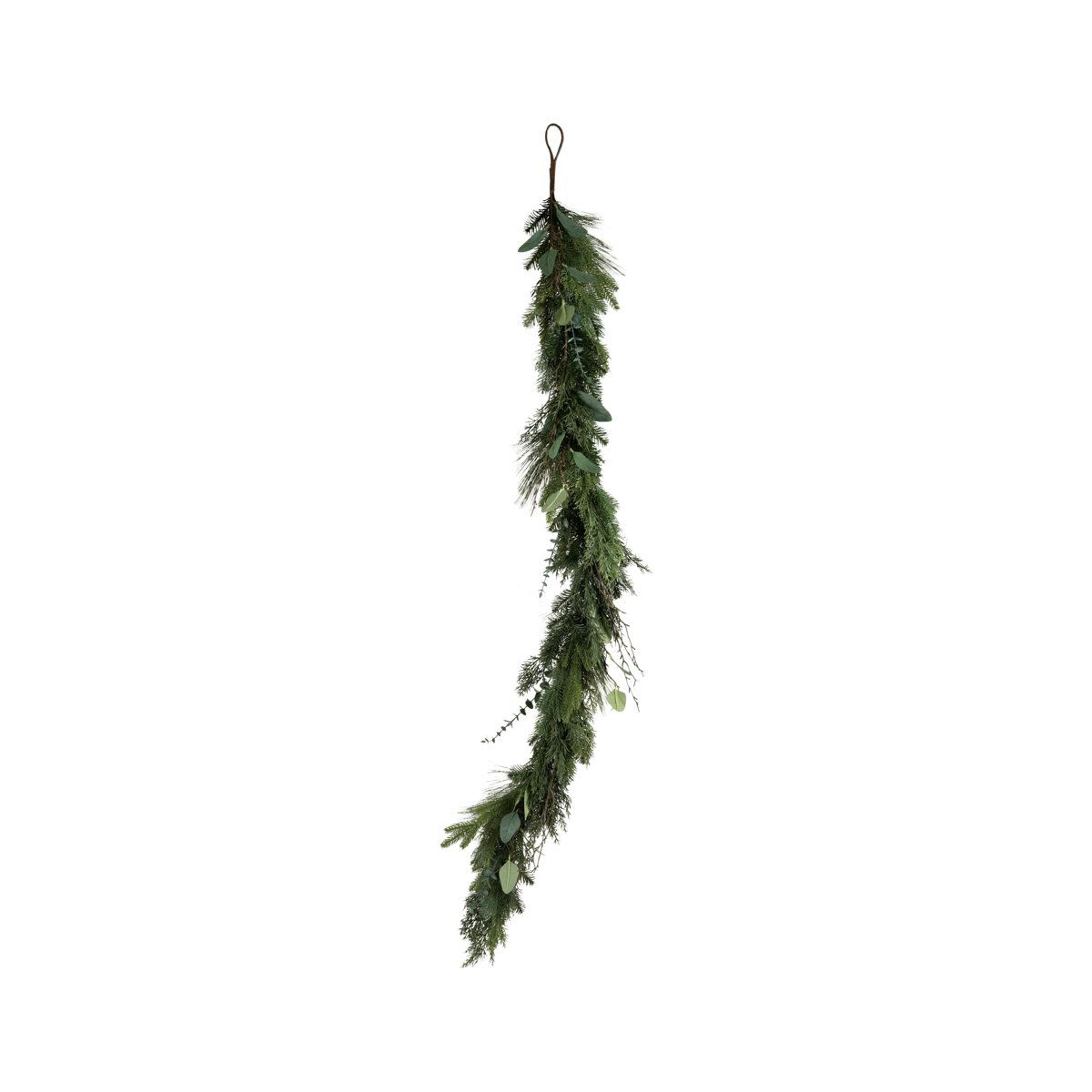 artisan pine and eucalyptus garland with twigs