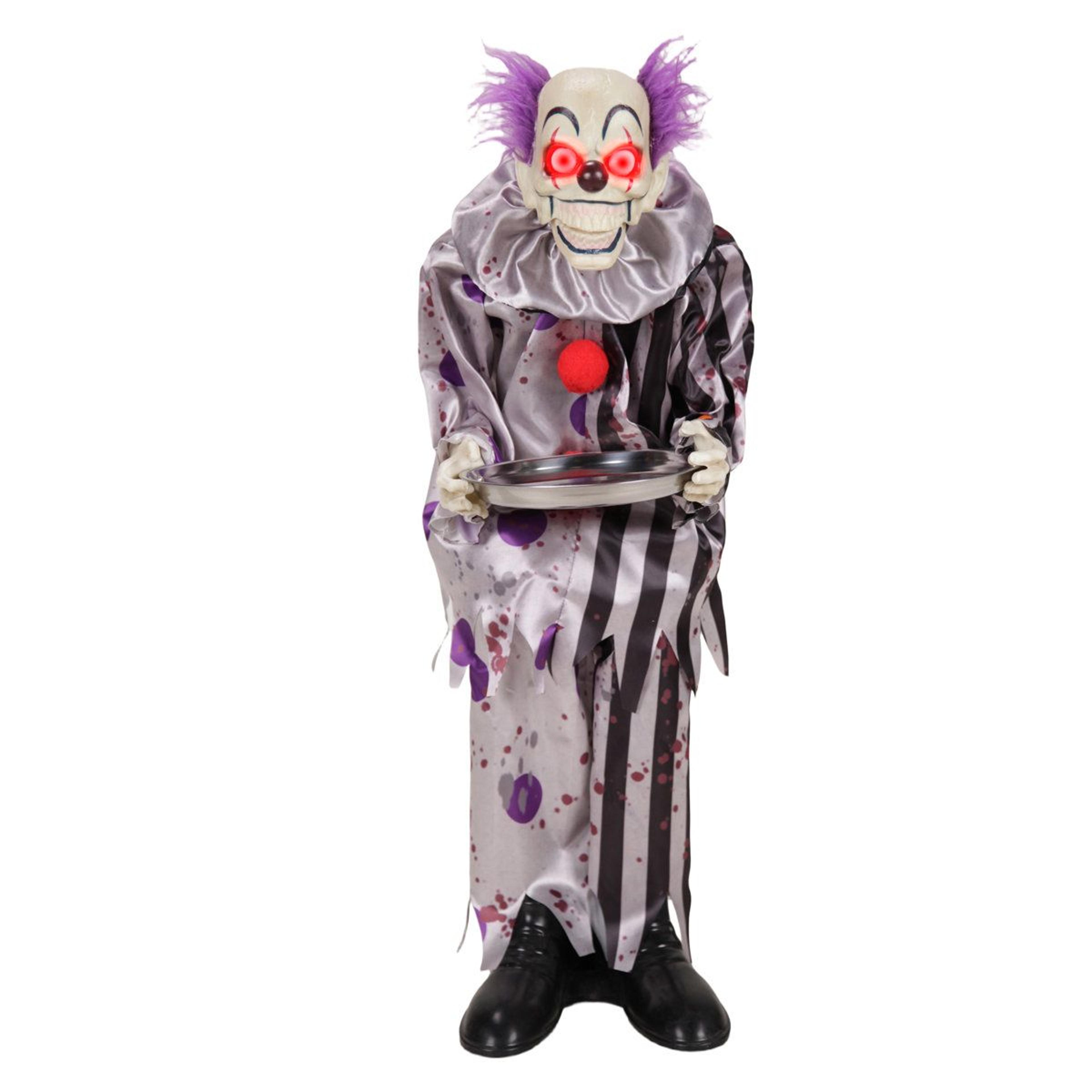 haunted hill farm 3 ft animated halloween animatronic clown with candy plate