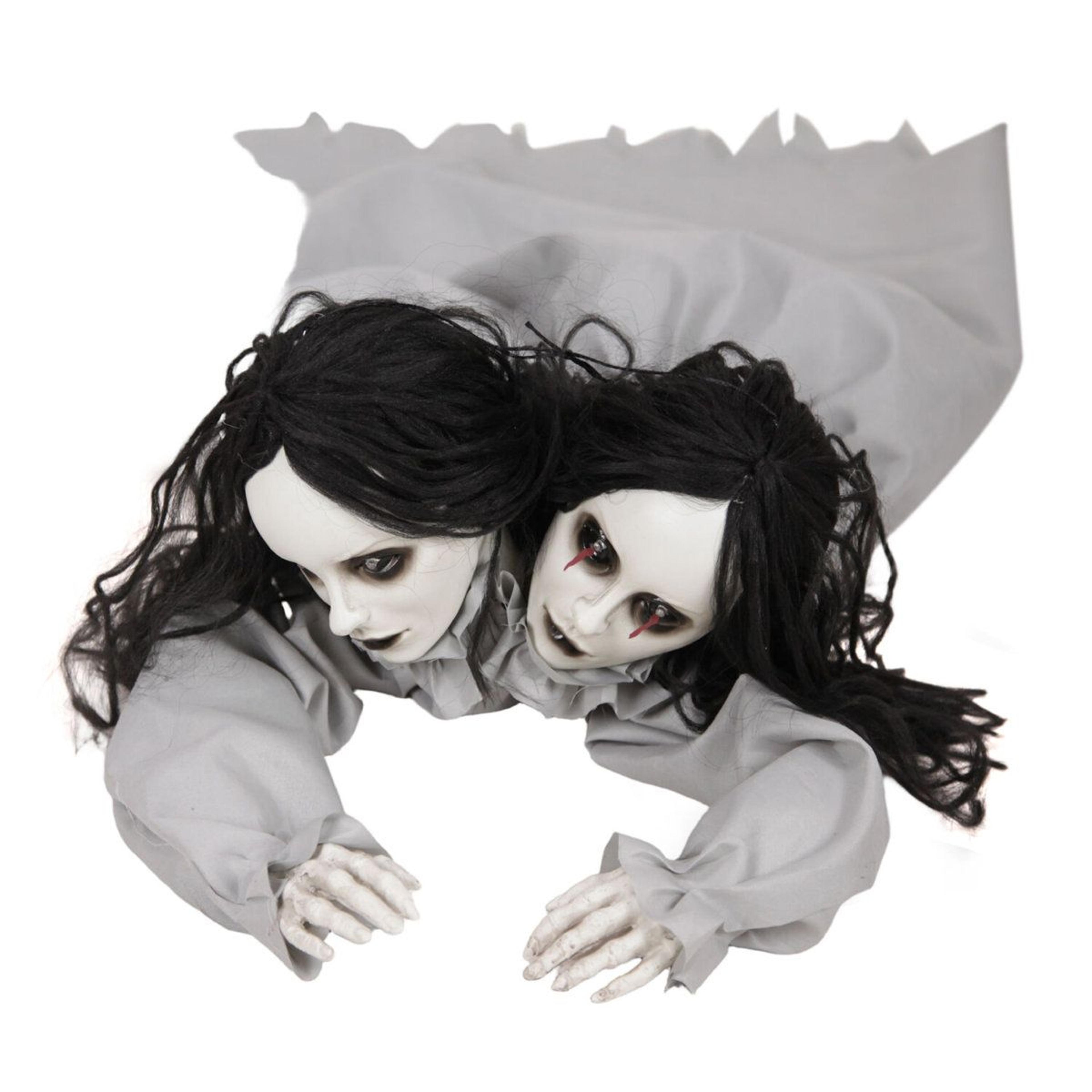 haunted hill farm 4 ft crawling double head halloween animatronic