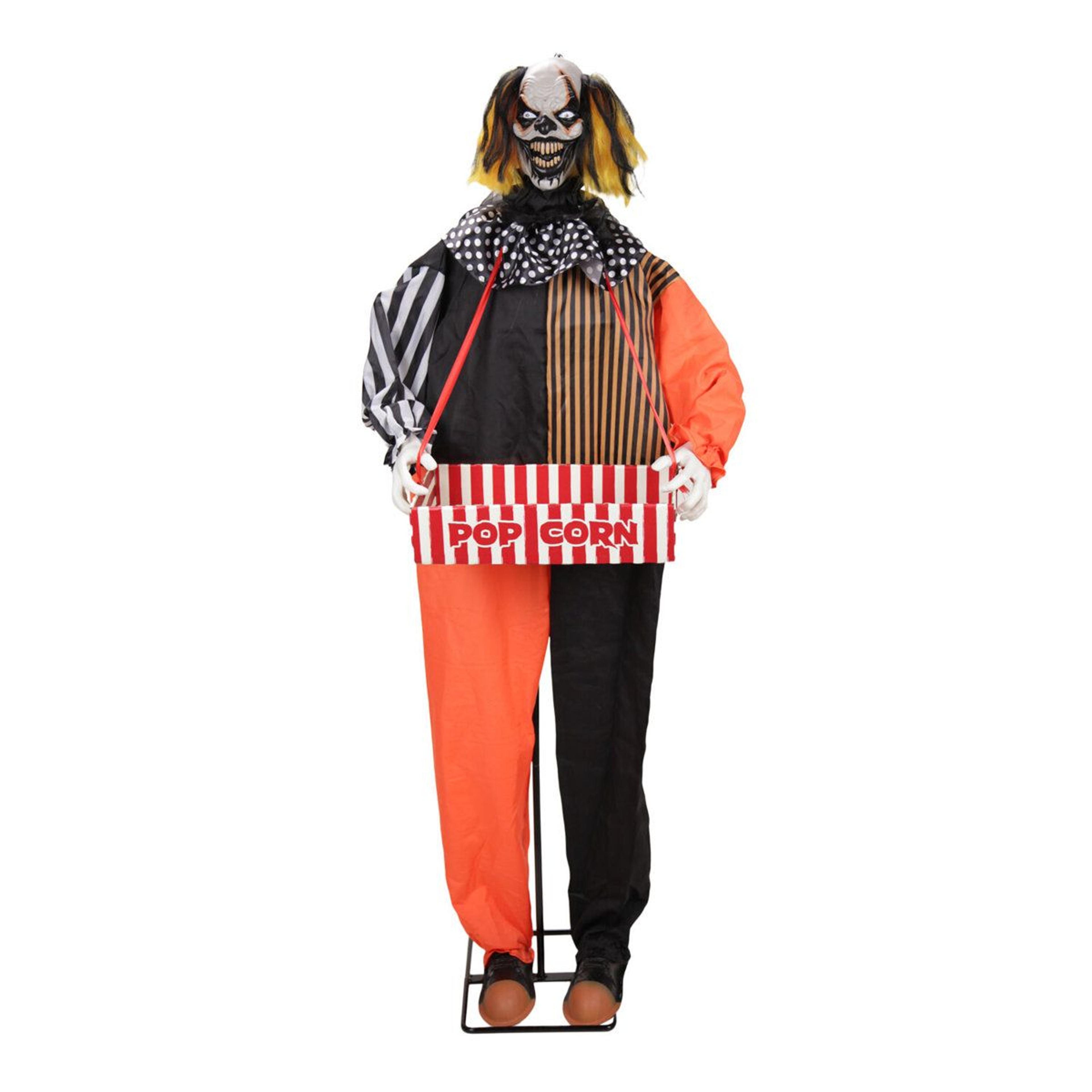 haunted hill farm 5.5 ft jump scare clown halloween animatronic with pop up head