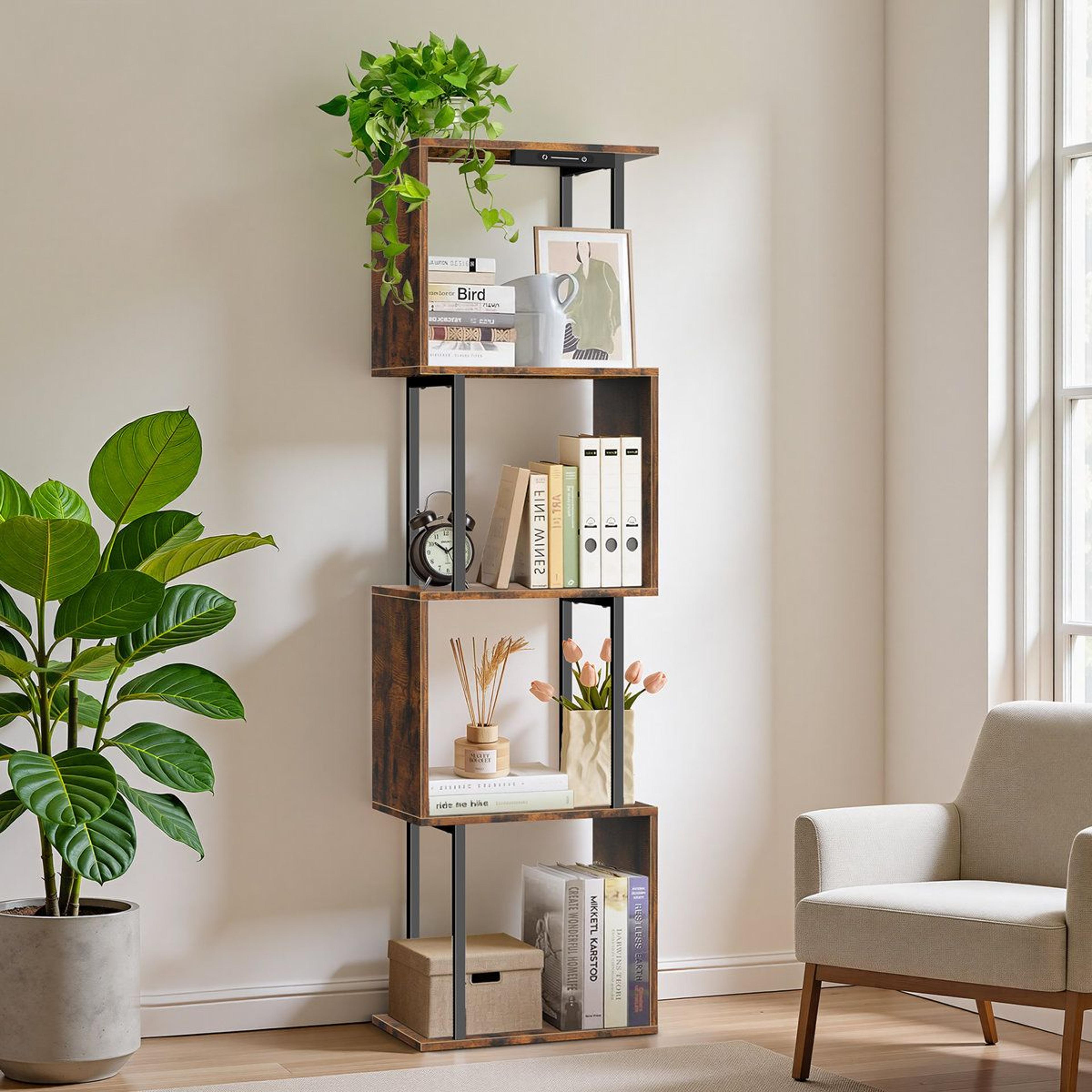 17 stories geometric led bookshelf for small spaces