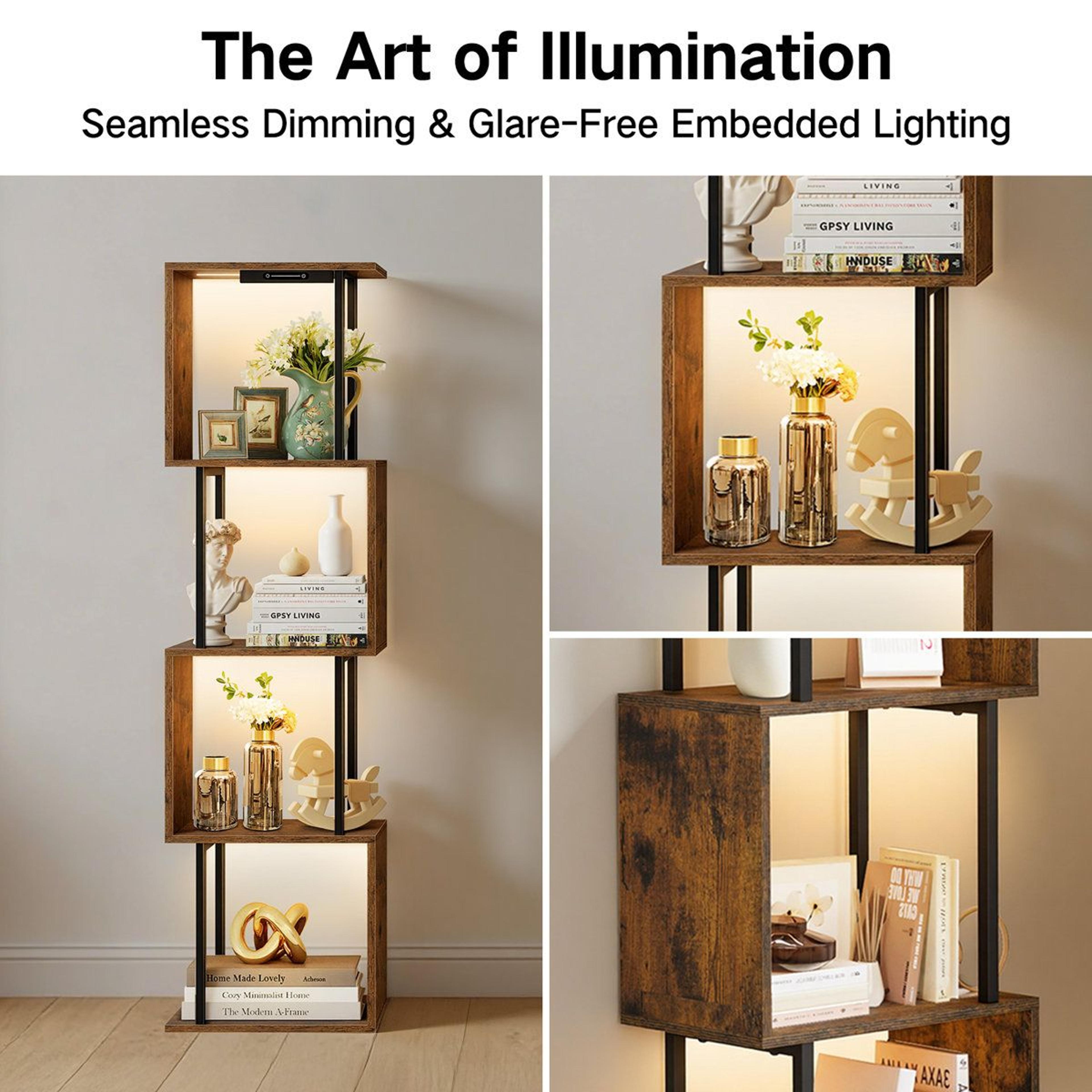 17 Stories Geometric LED Bookshelf For Small Spaces 2