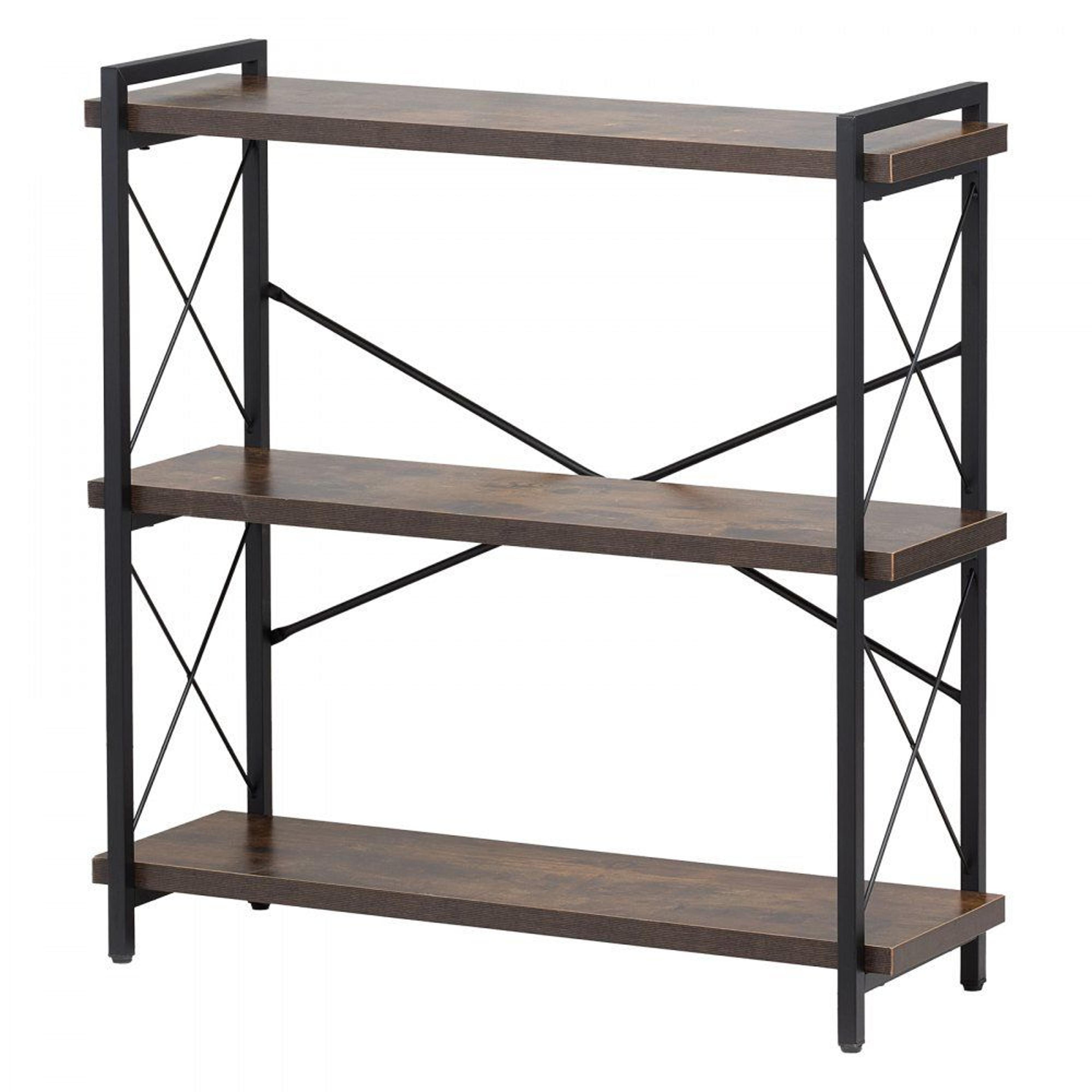 3 tier metal bookshelf rustic industrial open shelf bookcase
