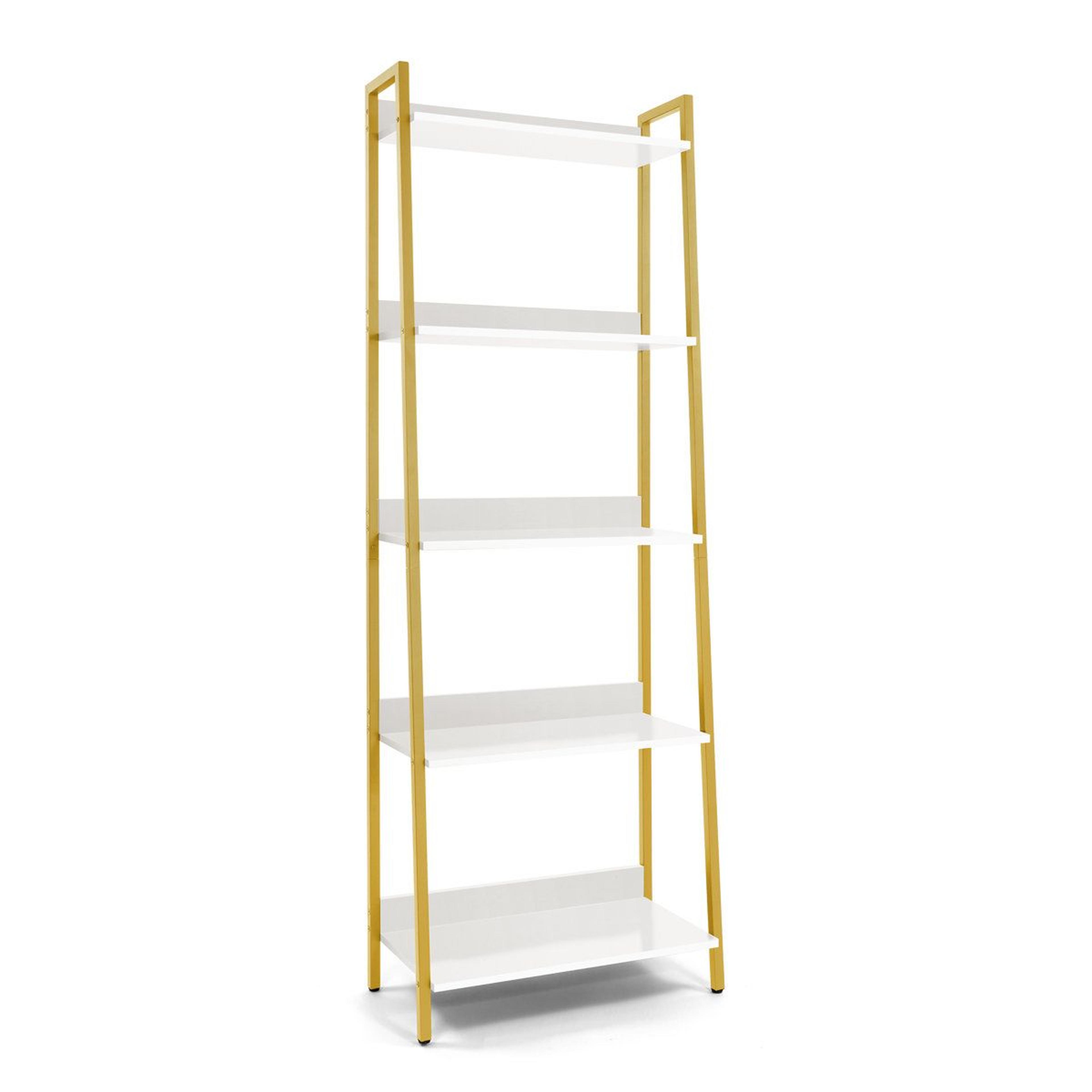 5 Tier Ladder Bookshelf Industrial Bookcase Storage Rack Organizer 1