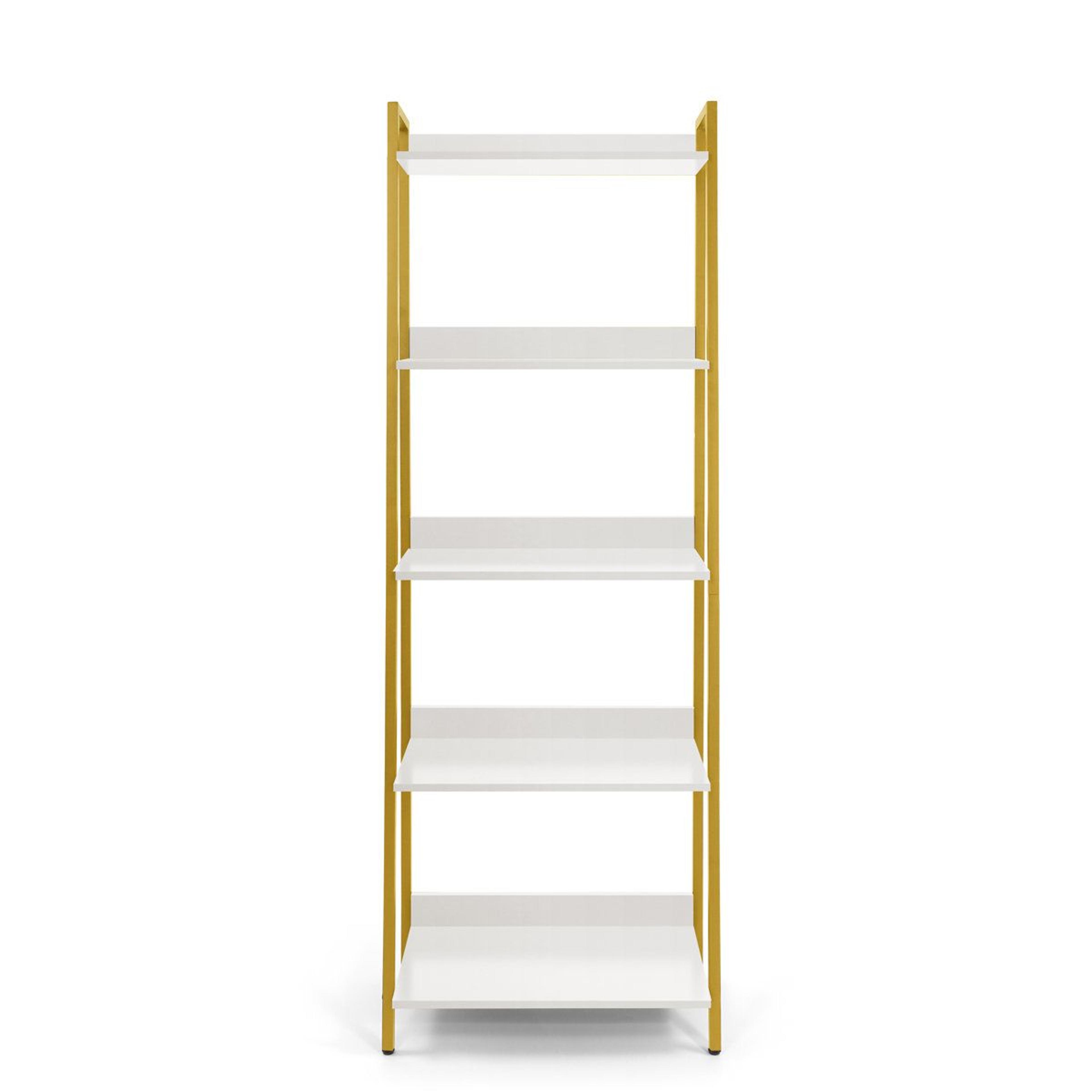 5 Tier Ladder Bookshelf Industrial Bookcase Storage Rack Organizer 3