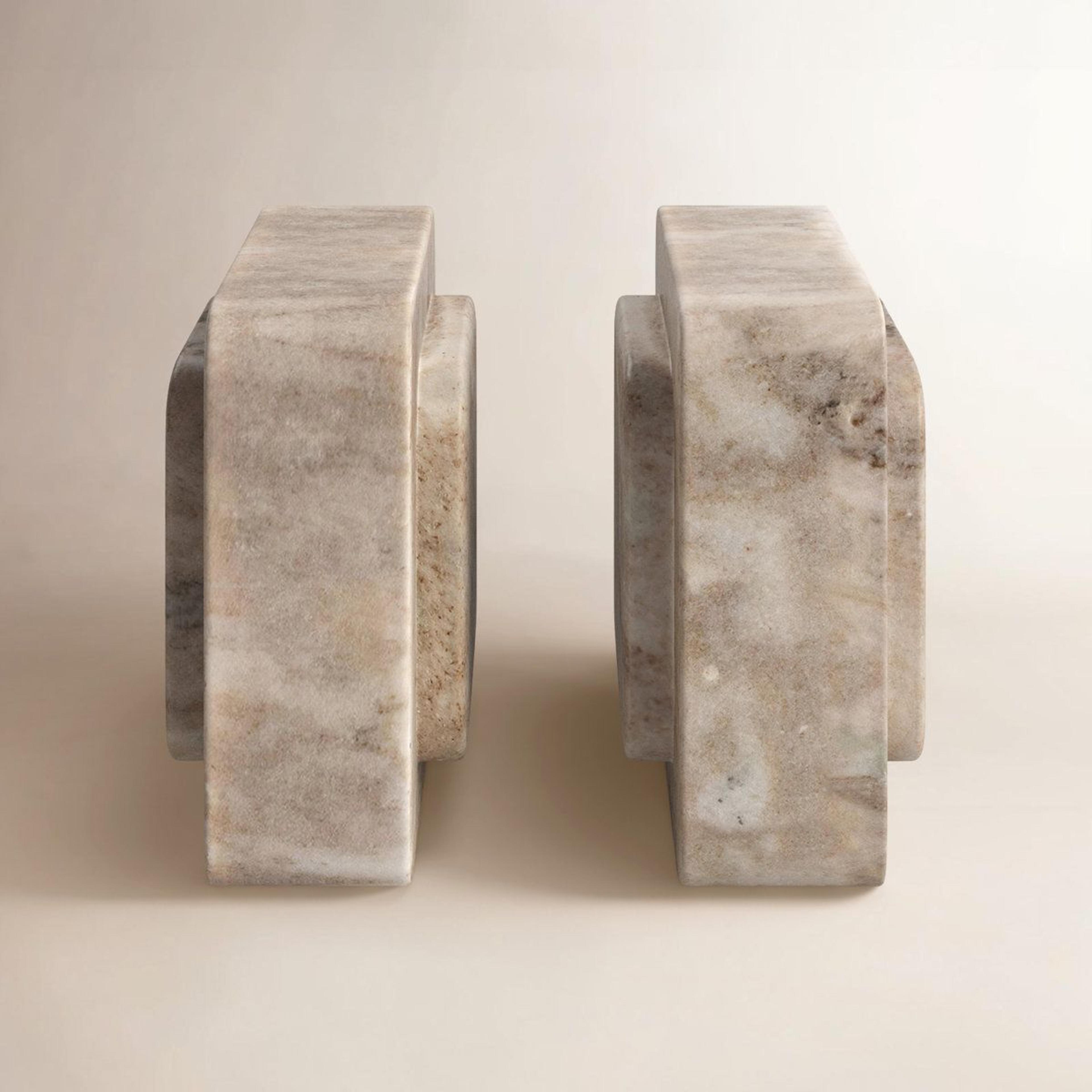 heavy duty marble bookends set of 2 beige bookshelf bookends