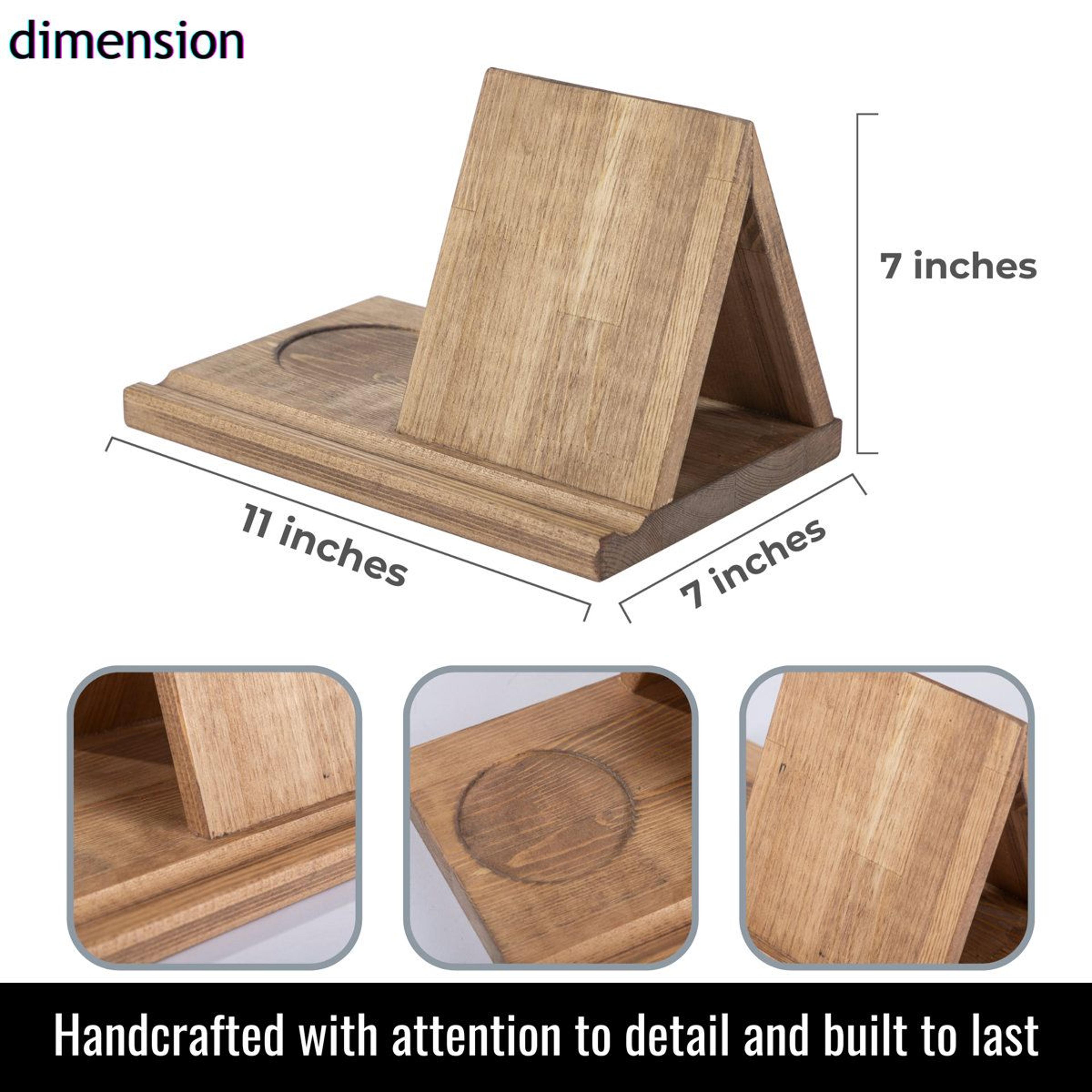 Wooden Book Holder Reading Stand With Built In Cup Holder For Book Lovers 4