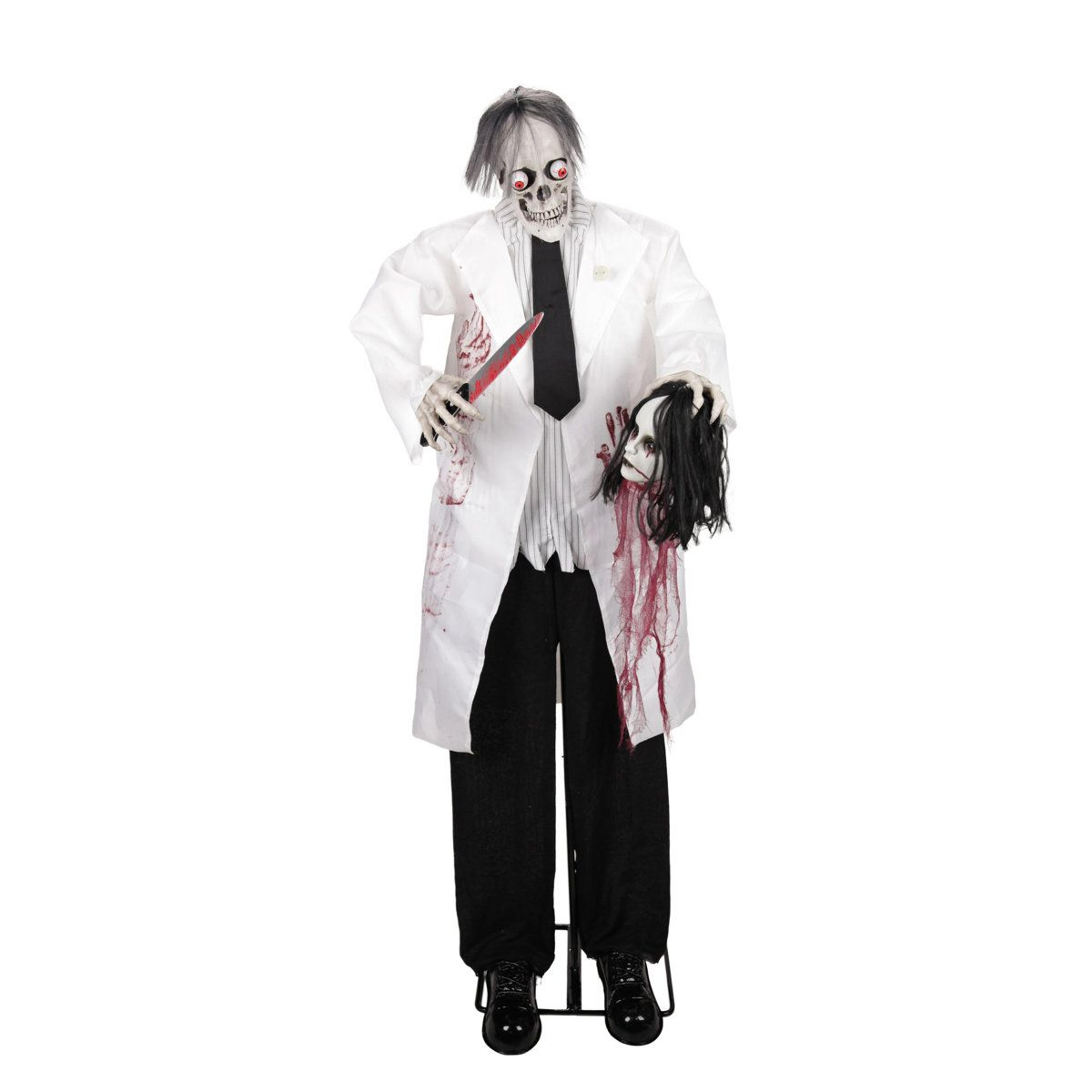 haunted hill farm 5 ft 7 in animated zombie halloween prop with red led eyes