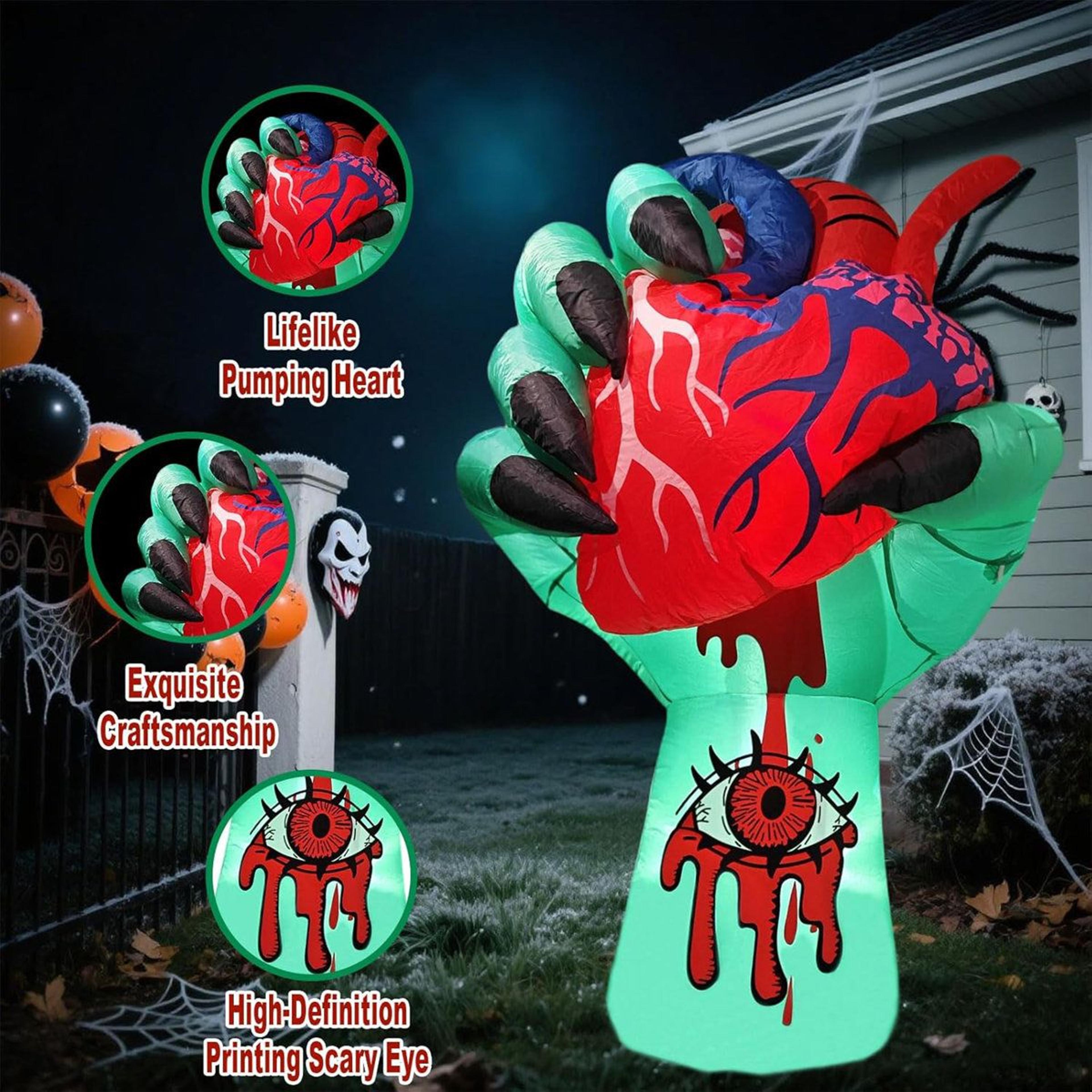 Trinx 5 FT Zombie Hand Inflatable With Pumping Heart LED Halloween Decor 1
