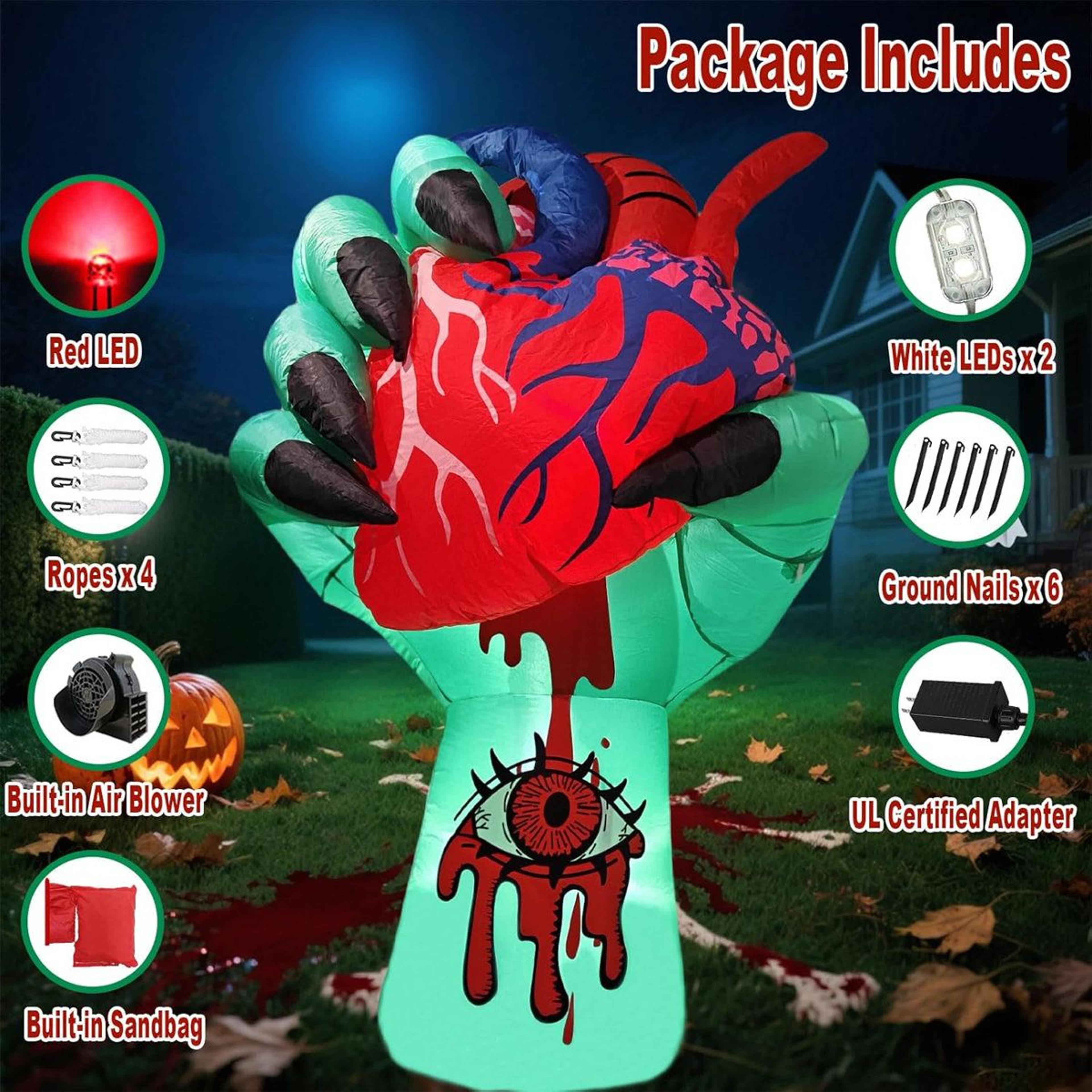 Trinx 5 FT Zombie Hand Inflatable With Pumping Heart LED Halloween Decor 4