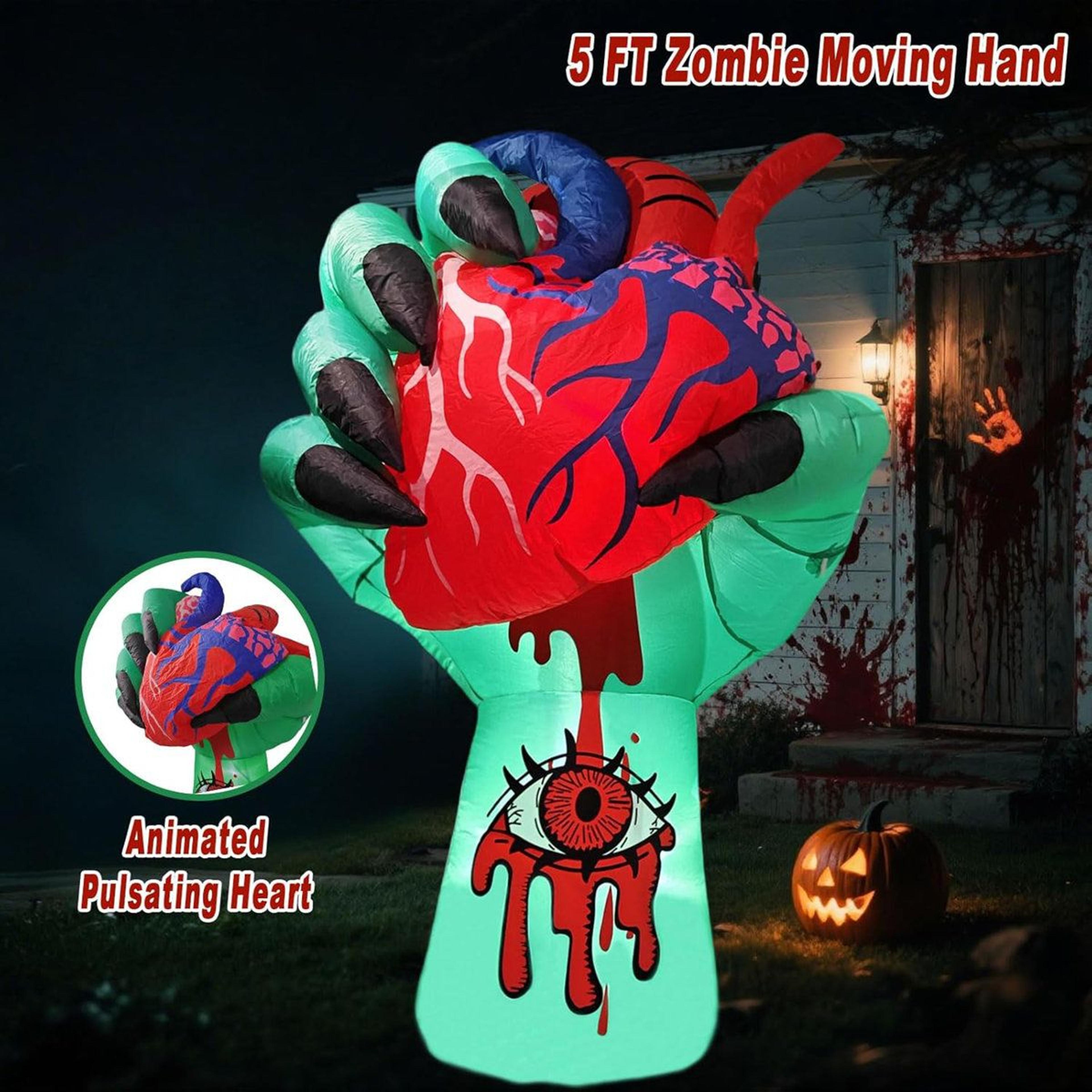 Trinx 5 FT Zombie Hand Inflatable With Pumping Heart LED Halloween Decor 5
