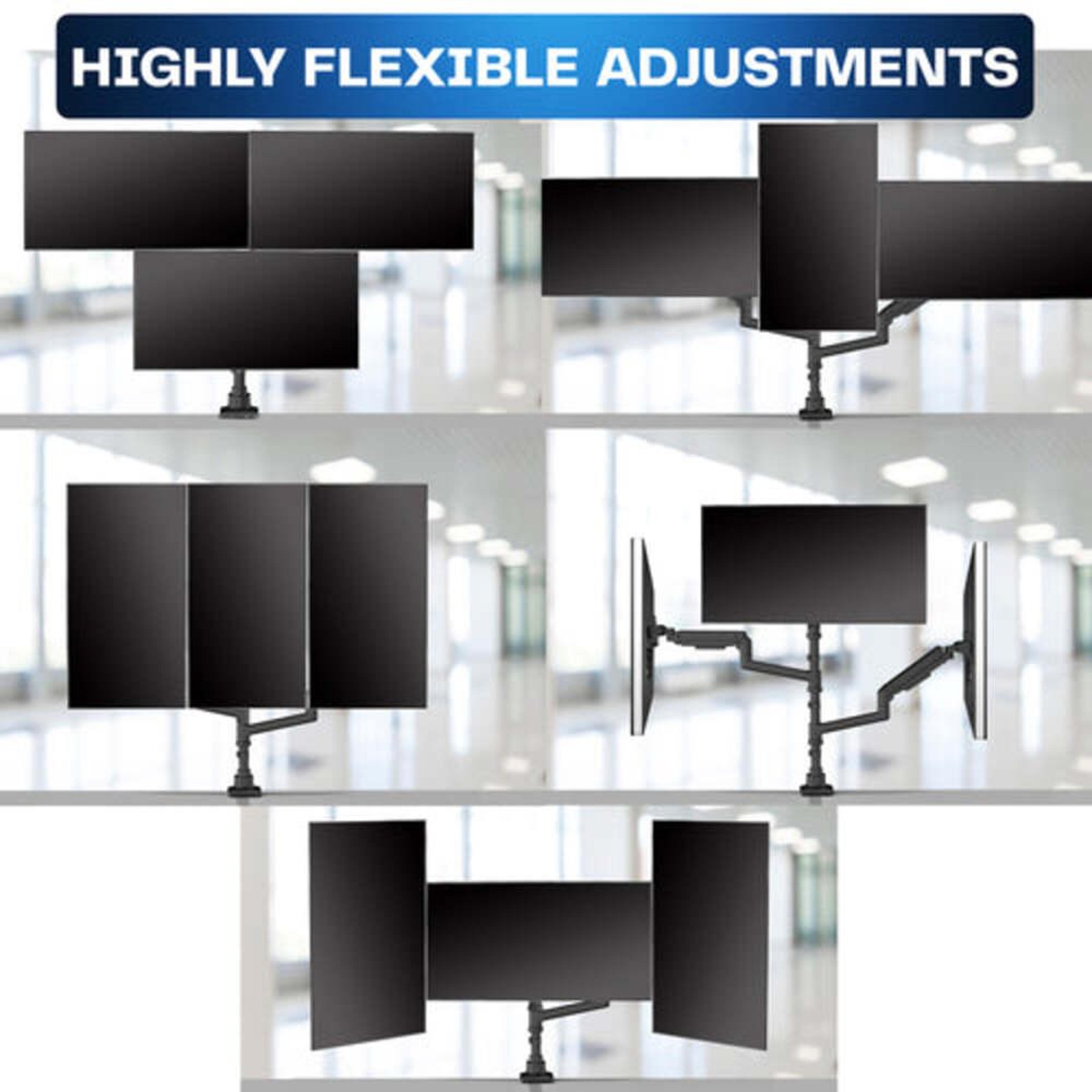 Pneumatic Triple Ultrawide Monitor Desk Mount For 49 Inch Screens 4