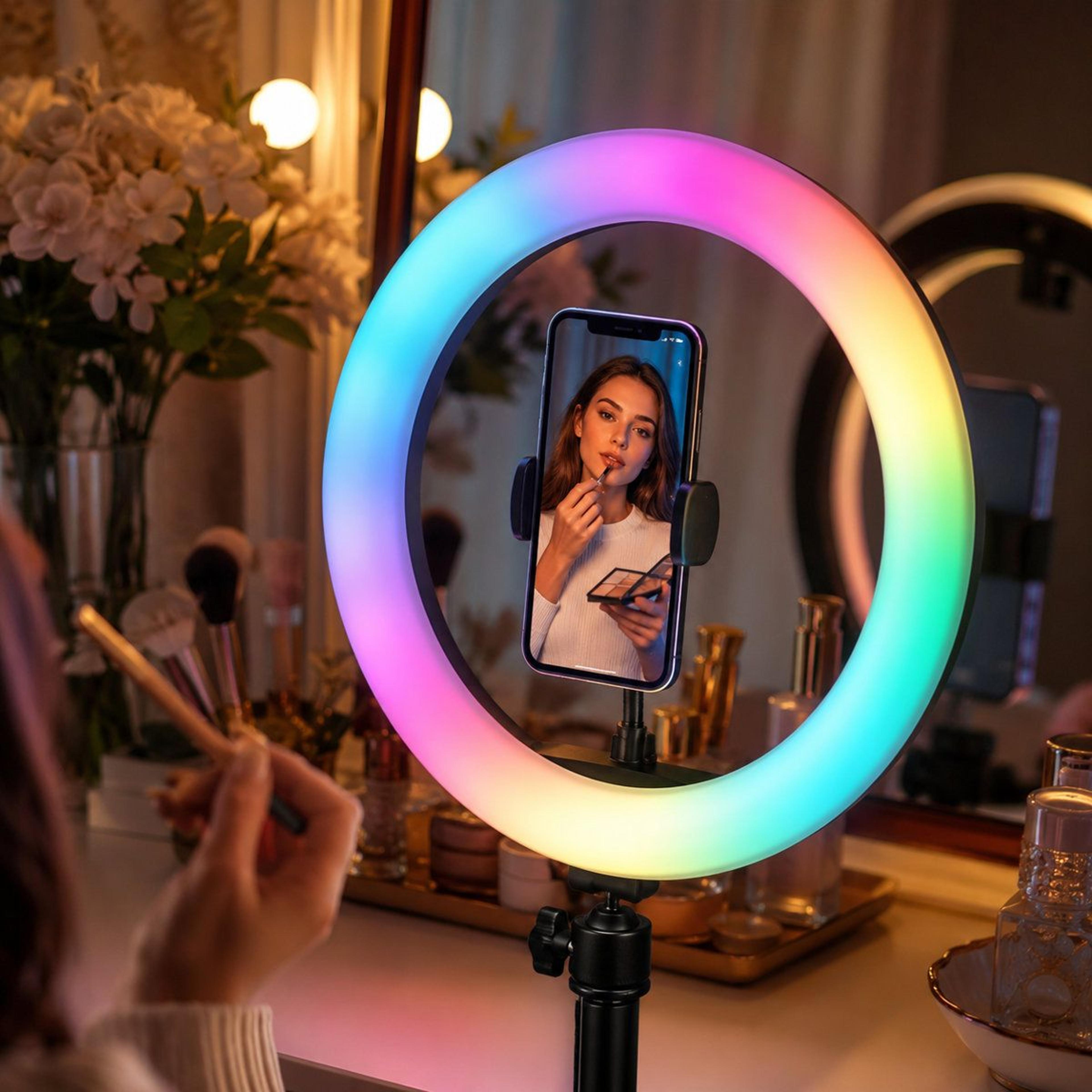 10 Inch RGB Ring Light With 63 Inch Tripod And Phone Holder Dimmable 4